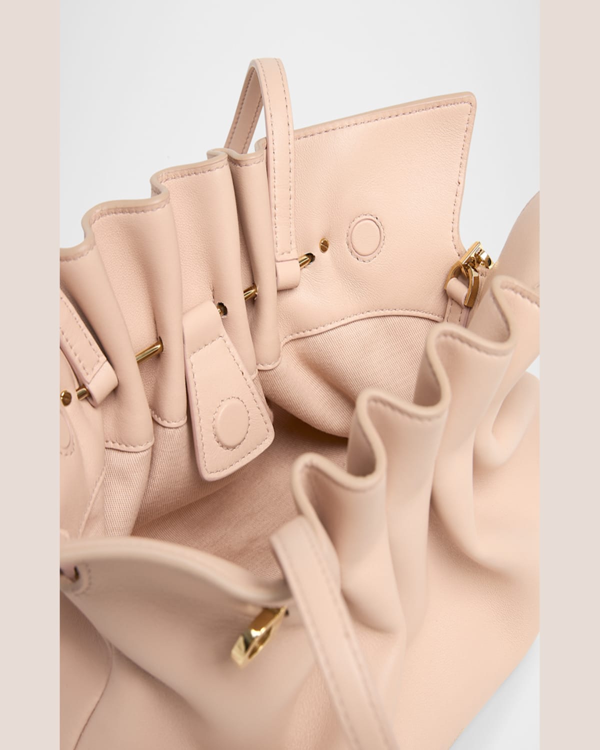 Ferragamo Small Gancio Piercing Soft Leather Shoulder Bag In Plaster