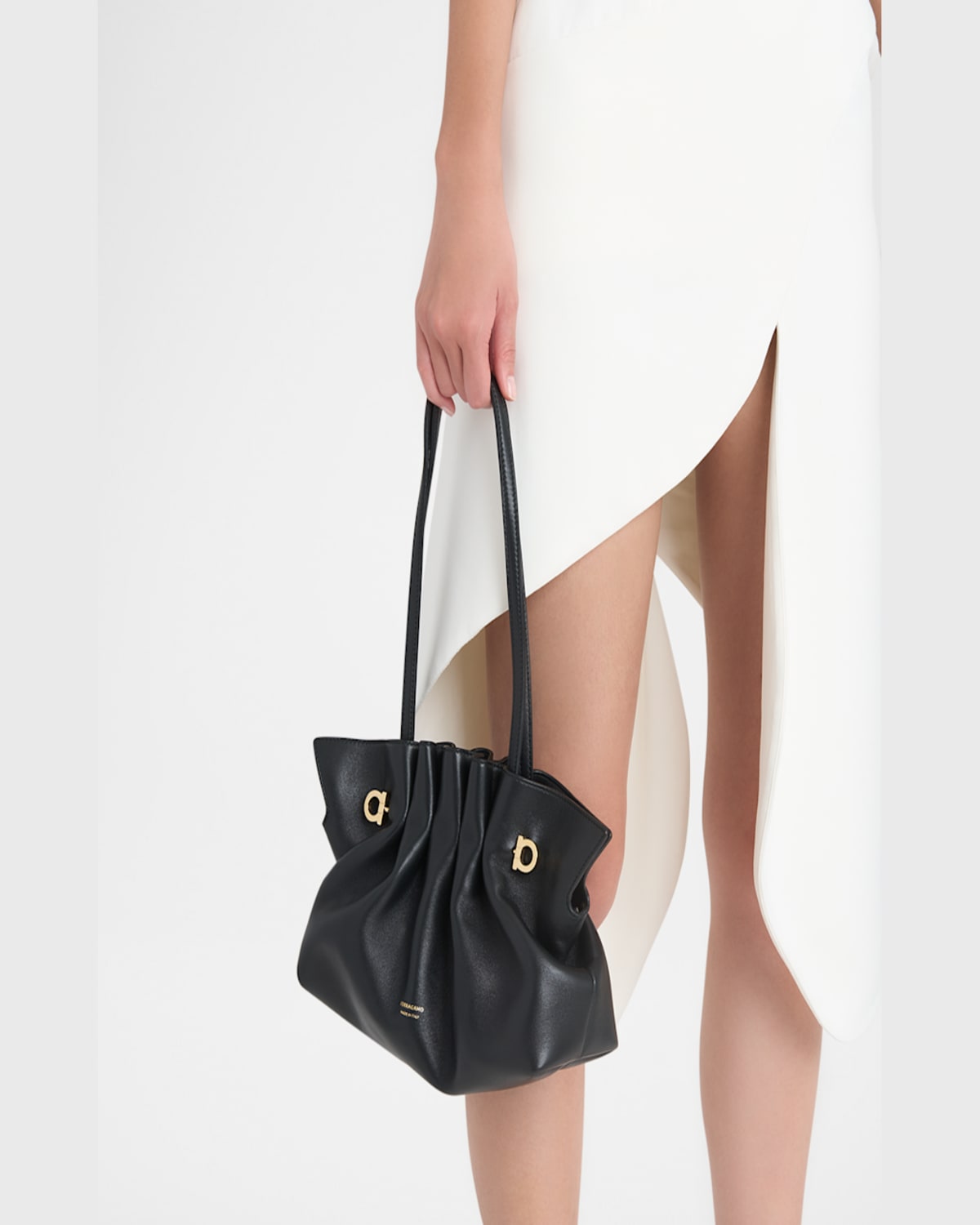 Shop Ferragamo Small Gancio Piercing Shoulder Bag In Nero