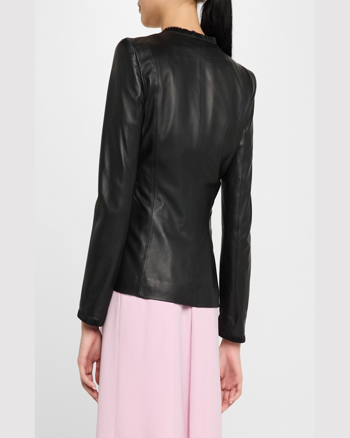 Emporio Armani Tailored Zip-front Nappa Leather Jacket In Black