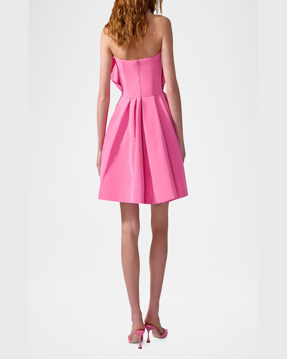 Carolina Herrera Flower Strapless Mini Dress In Happy Pink