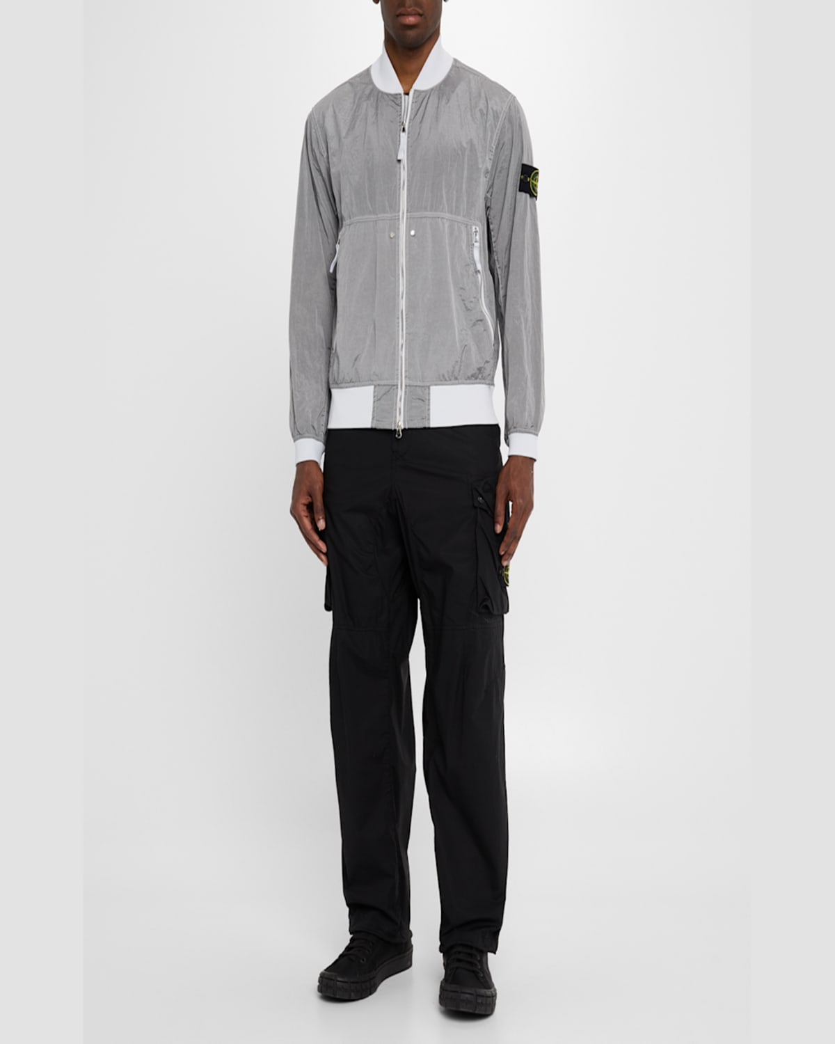 Stone Island Nylon Metal Bomber Jacket In Pearl Grey