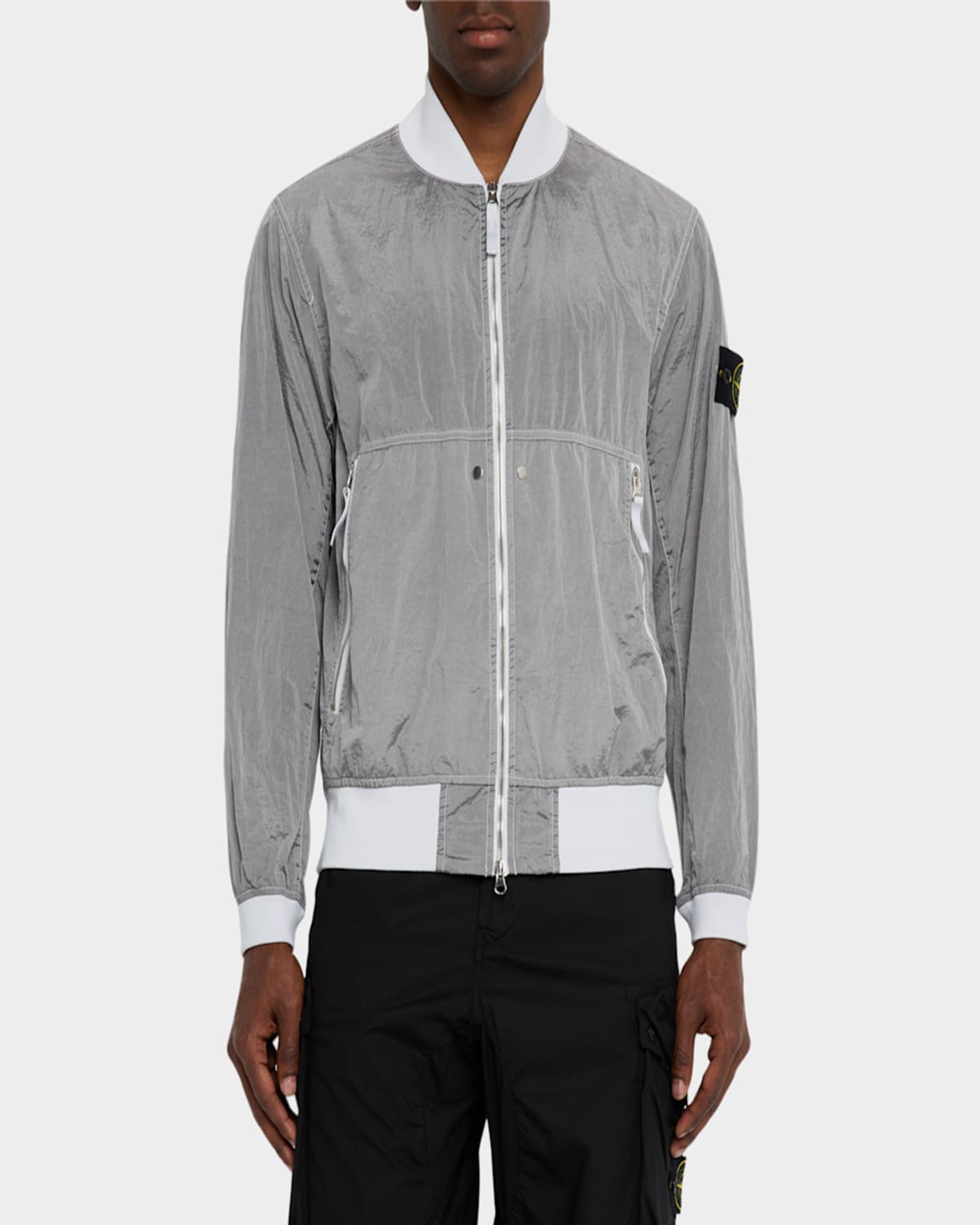 Stone Island Nylon Metal Bomber Jacket In Pearl Grey