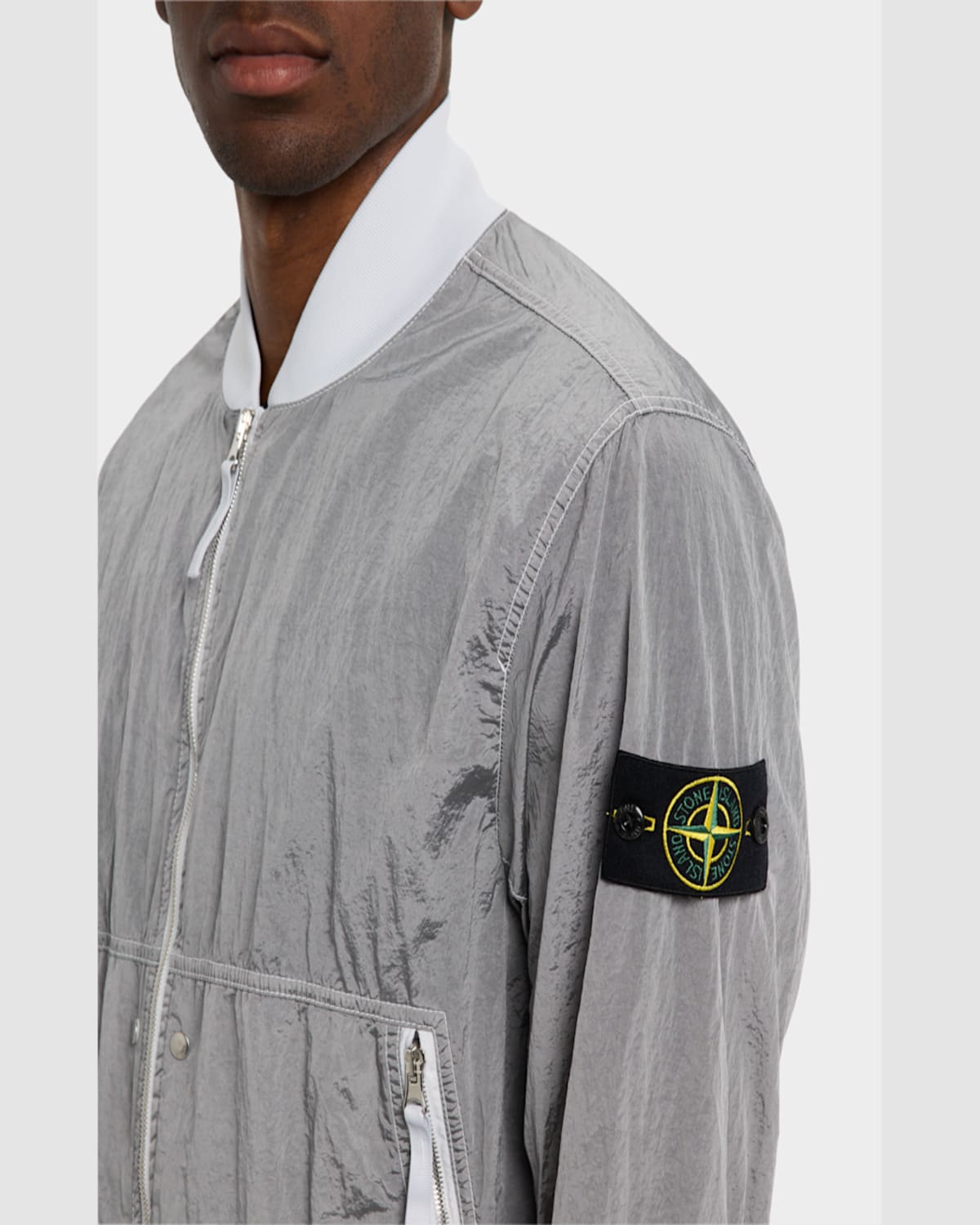 Stone Island Nylon Metal Bomber Jacket In Pearl Grey