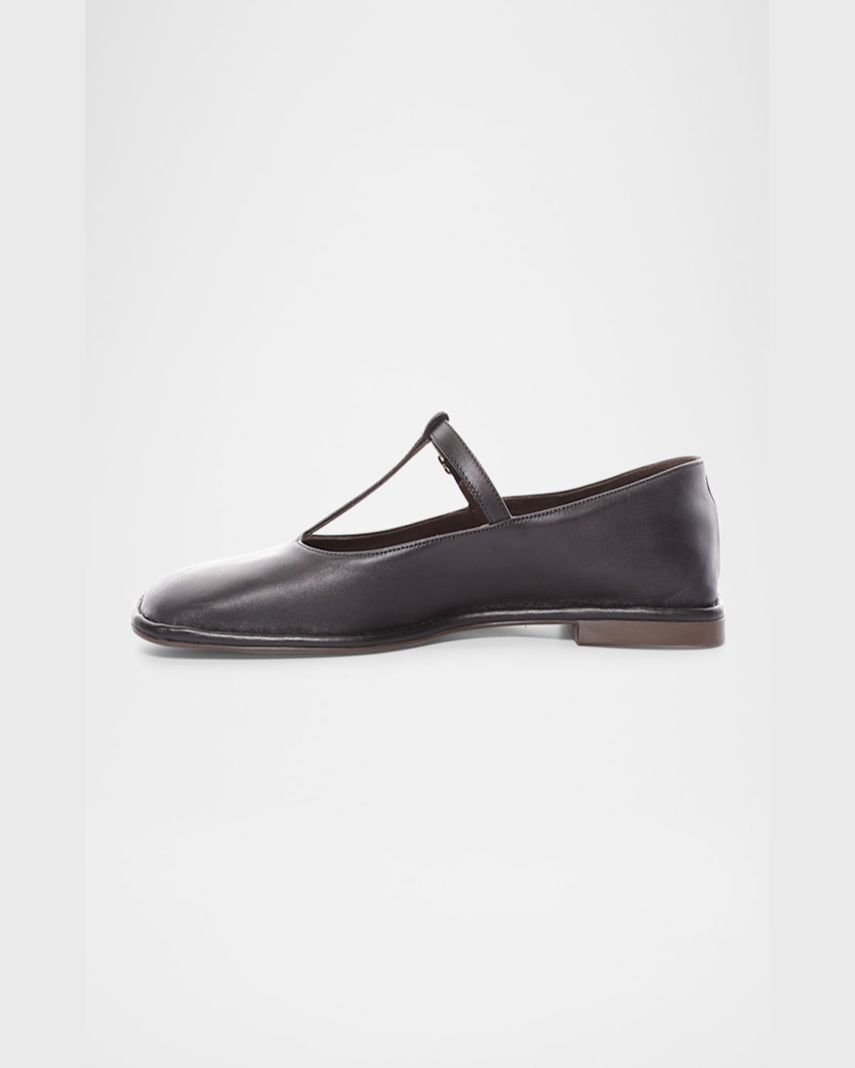 The Row Square T-strap Leather Sandals In Black