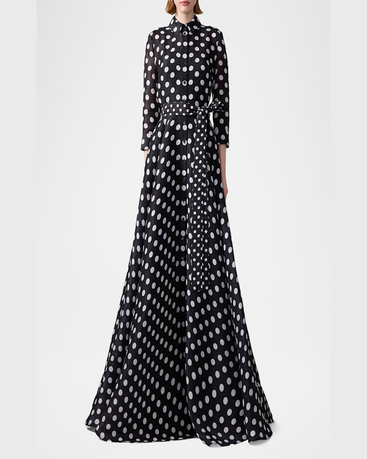 Carolina Herrera Polka Dot-pattern Maxi Dress In Black