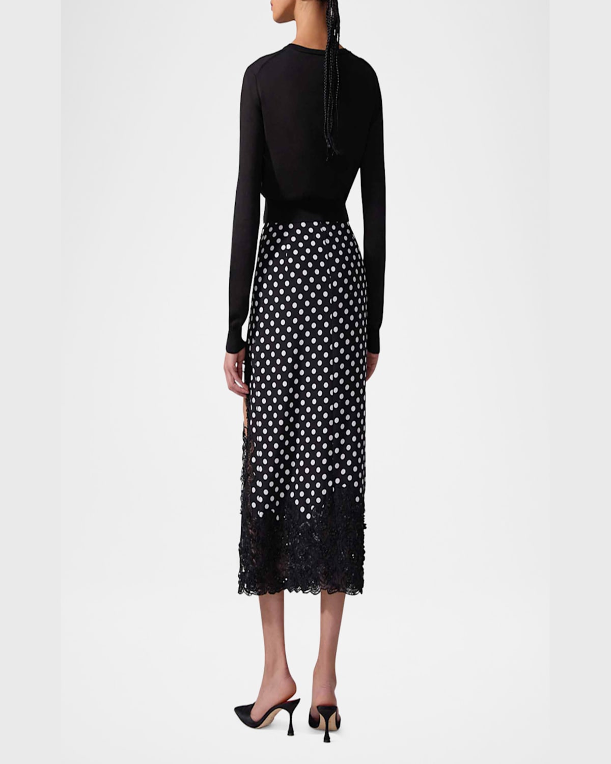 Shop Carolina Herrera Beaded Lace Crewneck Crop Cardigan In Black