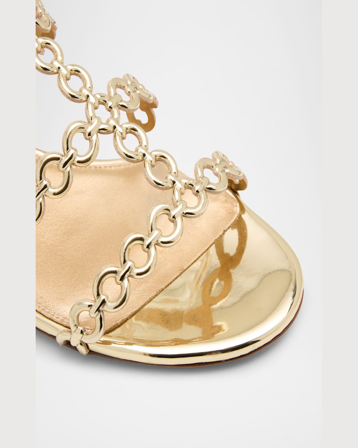 Shop Aquazzura Infinity Metallic Chain T-strap Sandals In Soft Gold