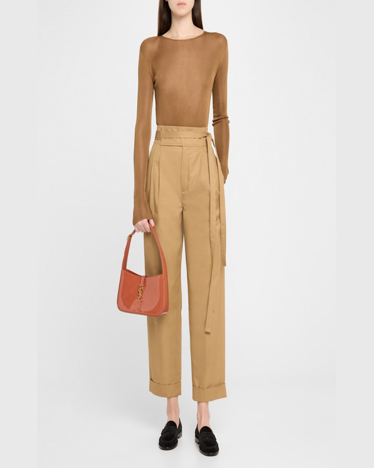 Saint Laurent Le 5 A 7 Ysl Shoulder Bag In Patent Leather In Mild Rose