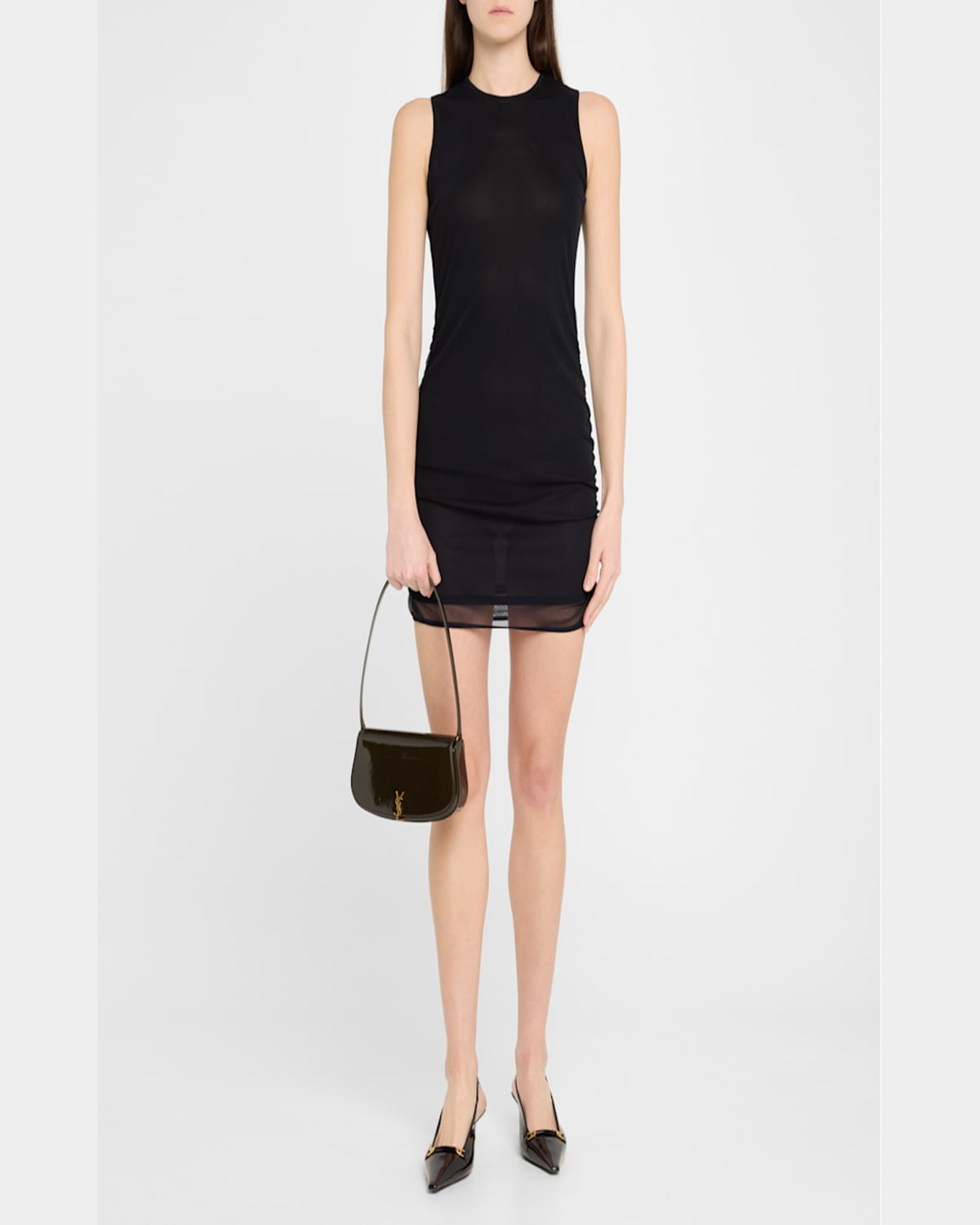 Saint Laurent Mini Ysl Flap Shoulder Bag In Patent Leather In Vineyard Green