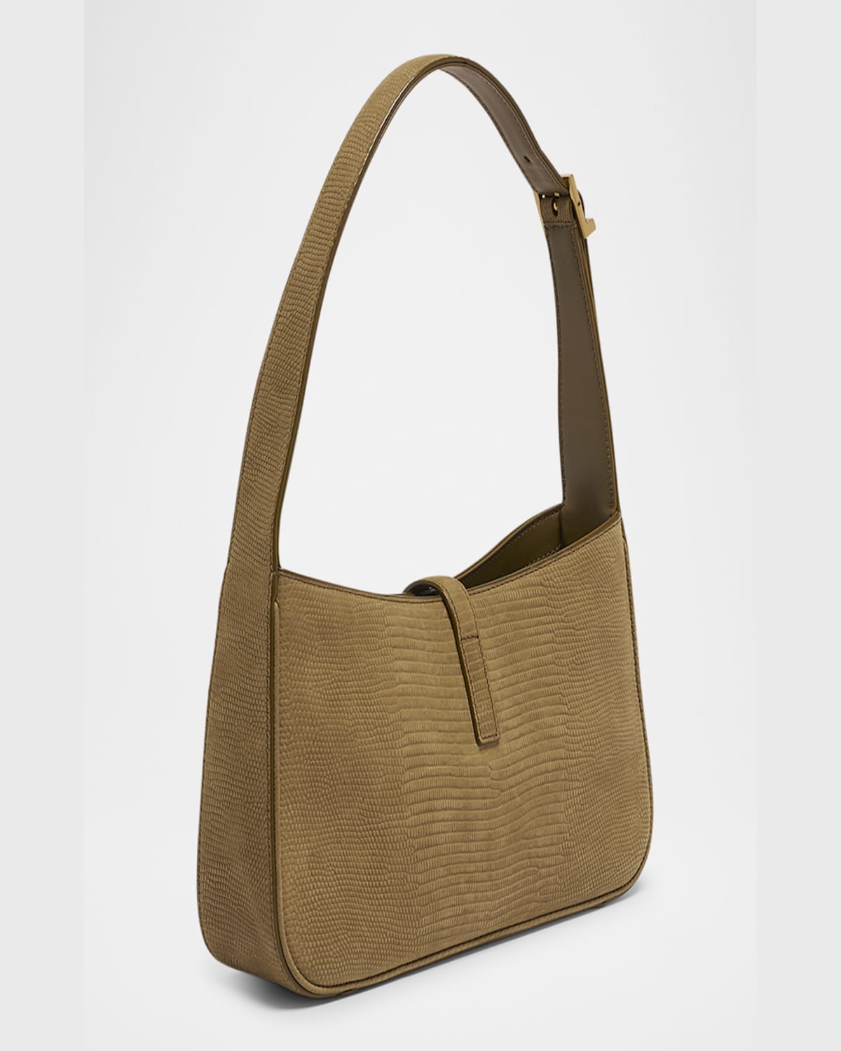 Saint Laurent Le 5 A 7 Ysl Shoulder Bag In Lizard-effect Leather In Light Safari