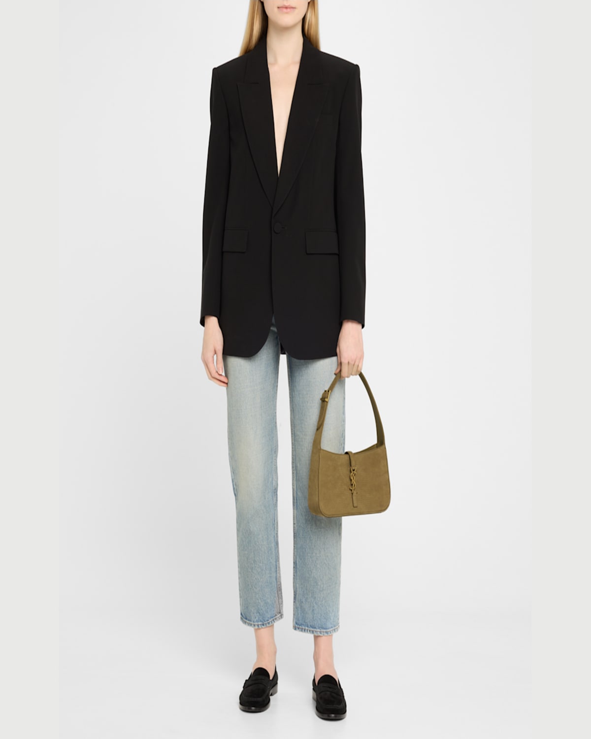 Saint Laurent Le 5 A 7 Ysl Shoulder Bag In Lizard-effect Leather In Light Safari