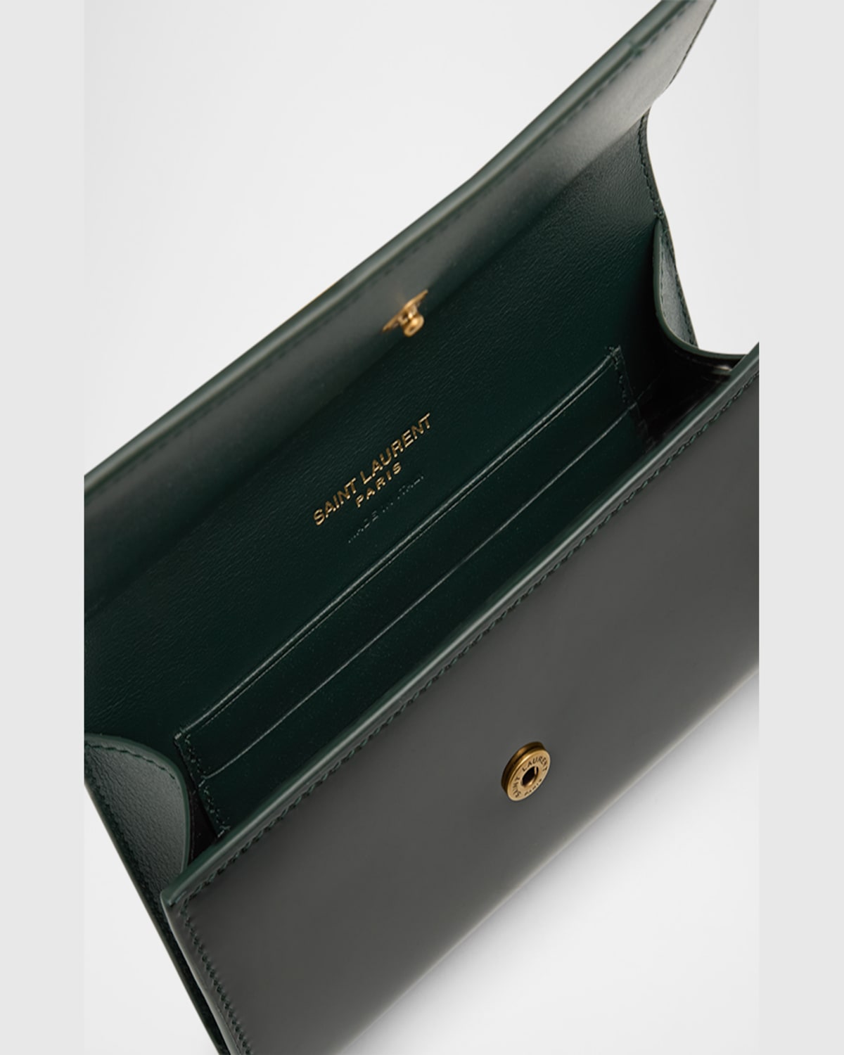 Saint Laurent Small Ysl Envelope Wallet In Patent Leather In 3856 Fir Leaf
