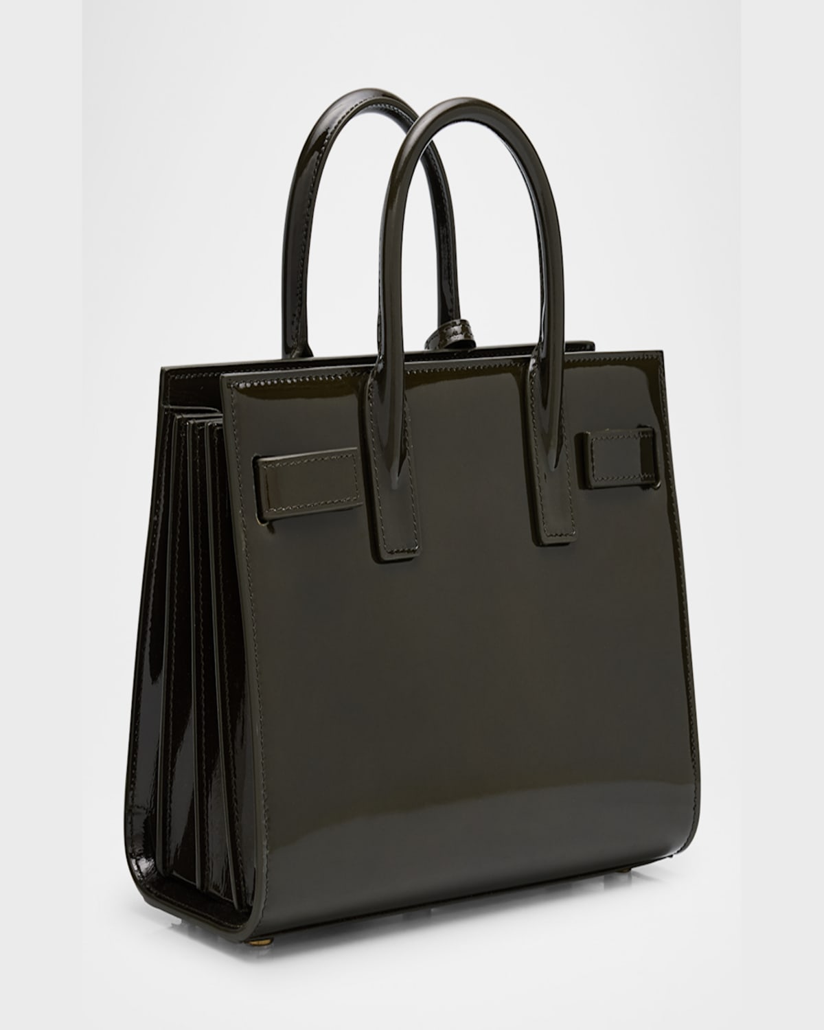Saint Laurent Sac De Jour Nano Top-handle Bag In Patent Leather In Vineyard Green
