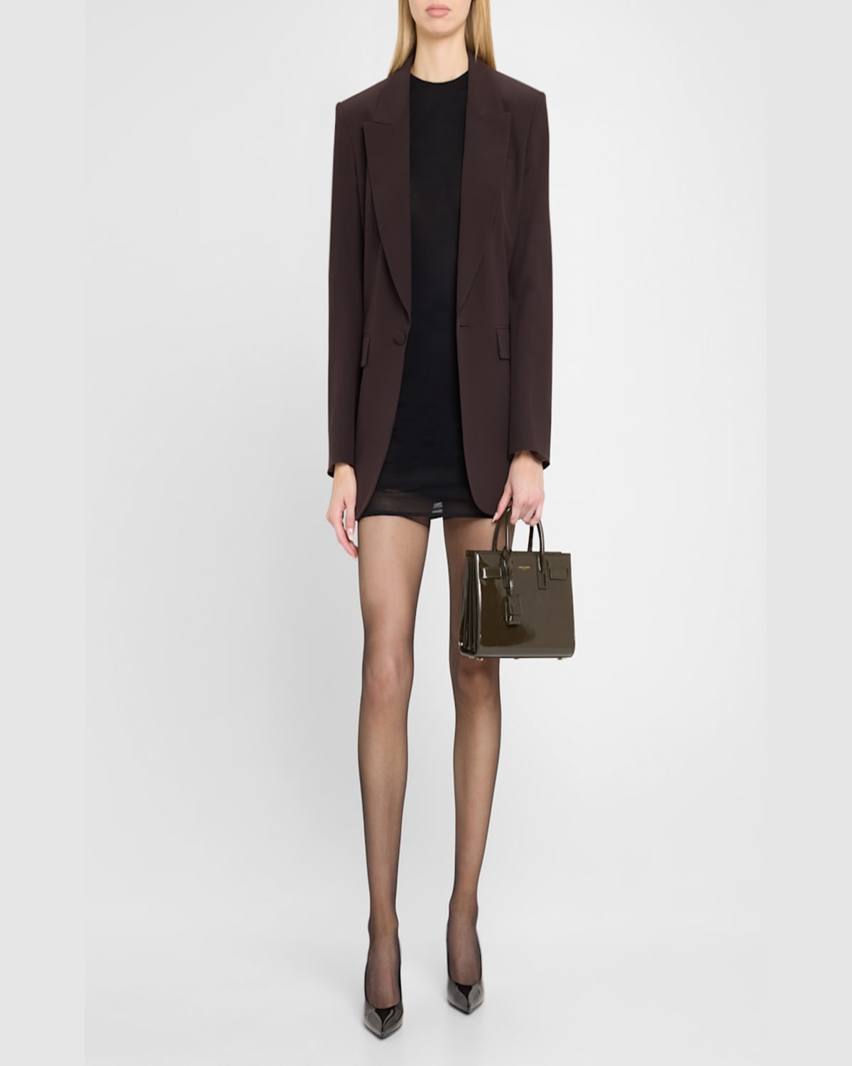 Saint Laurent Sac De Jour Nano Top-handle Bag In Patent Leather In Vineyard Green