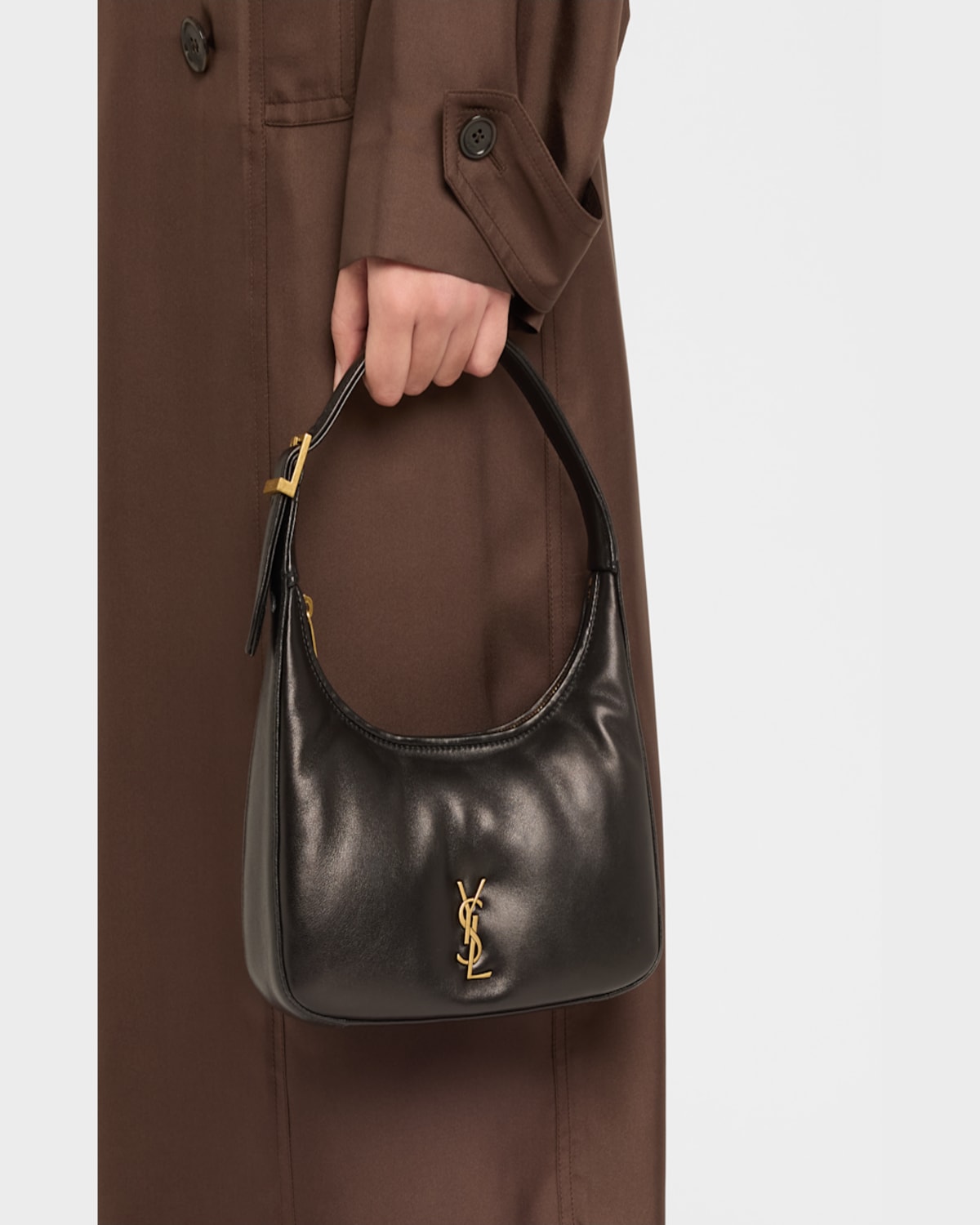 Saint Laurent Calypso Mini Ysl Shoulder Bag In Plunged Lambskin In Noir