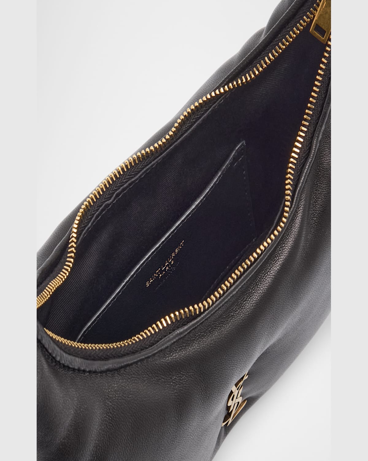 Saint Laurent Calypso Mini Ysl Shoulder Bag In Plunged Lambskin In Noir