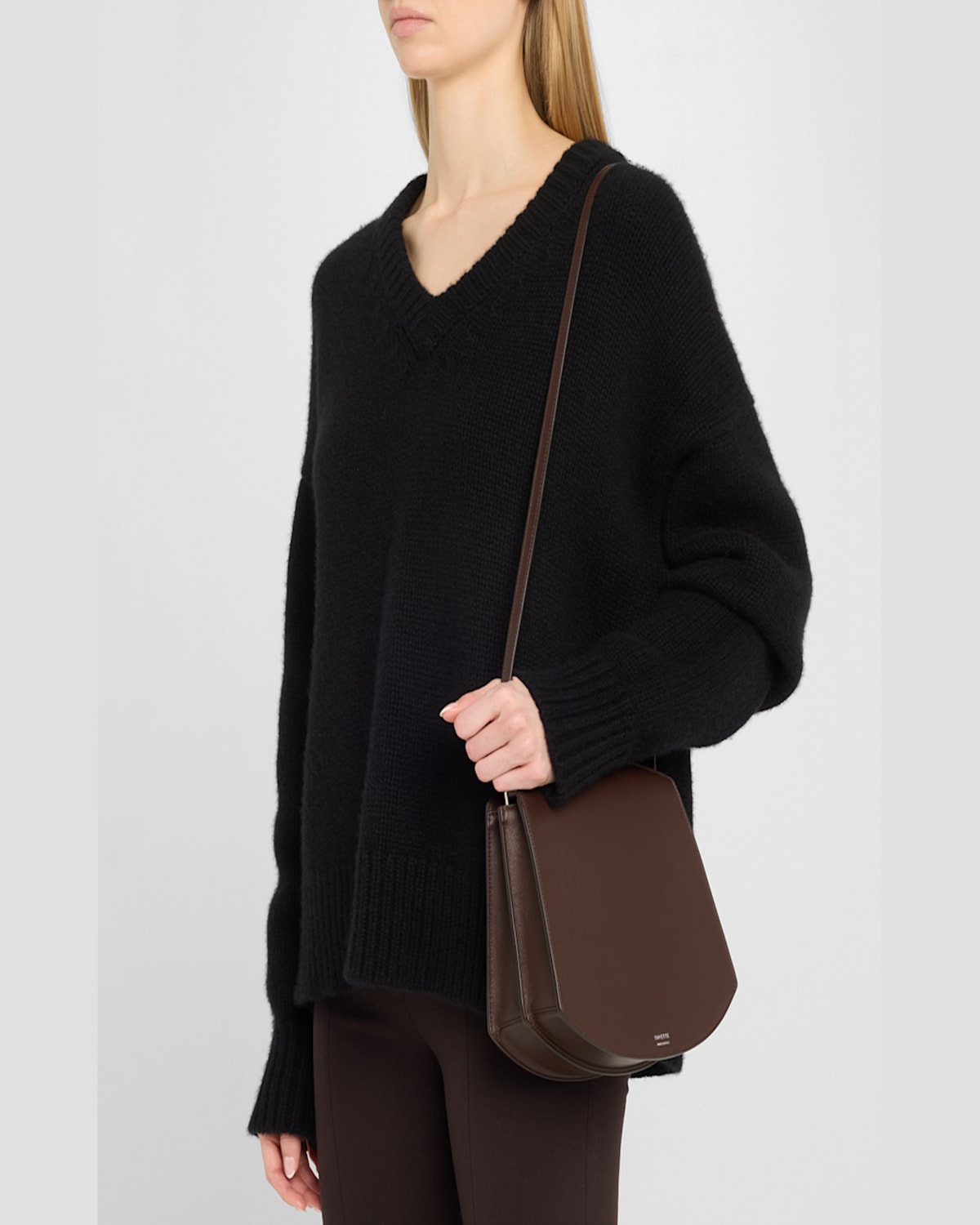 Savette The Florence Calf Leather Crossbody Bag In Coffee