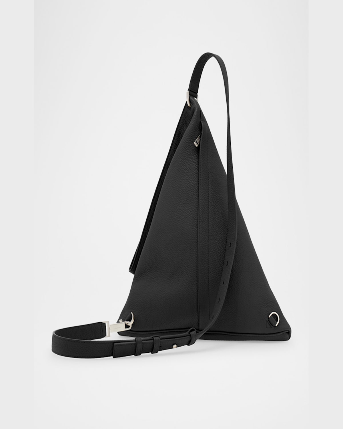 Ferragamo Men's Twins Leather Triangle Shoulder Bag In Nero