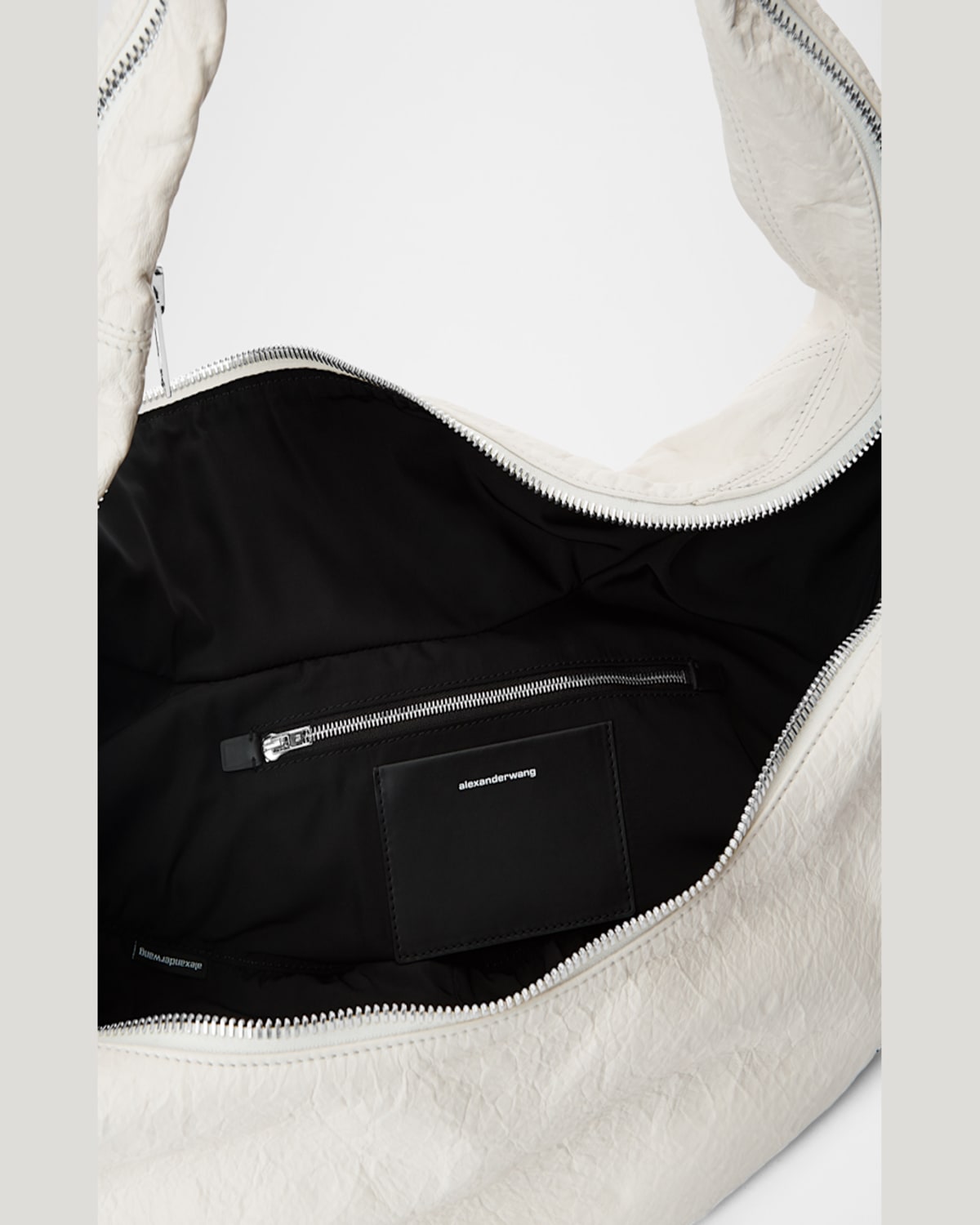 Shop Alexander Wang Twyst Zip Leather Hobo Crossbody Bag In Off White