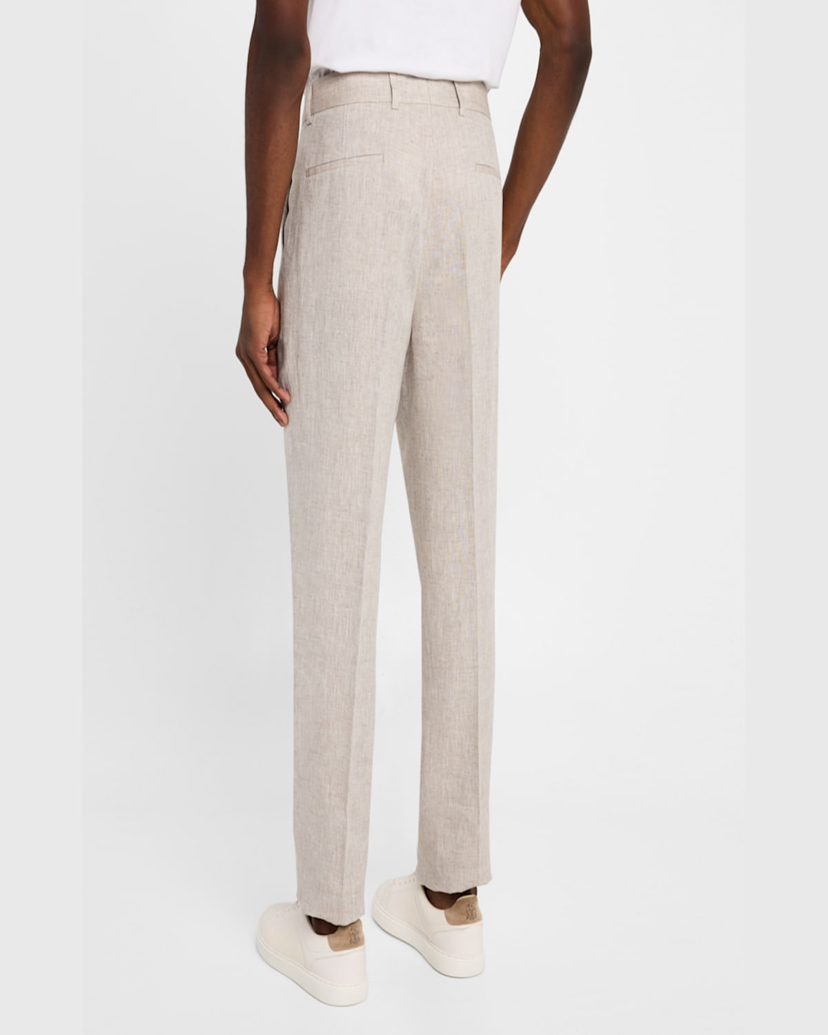 Brunello Cucinelli Men's Linen Single-pleated Pants In Brown