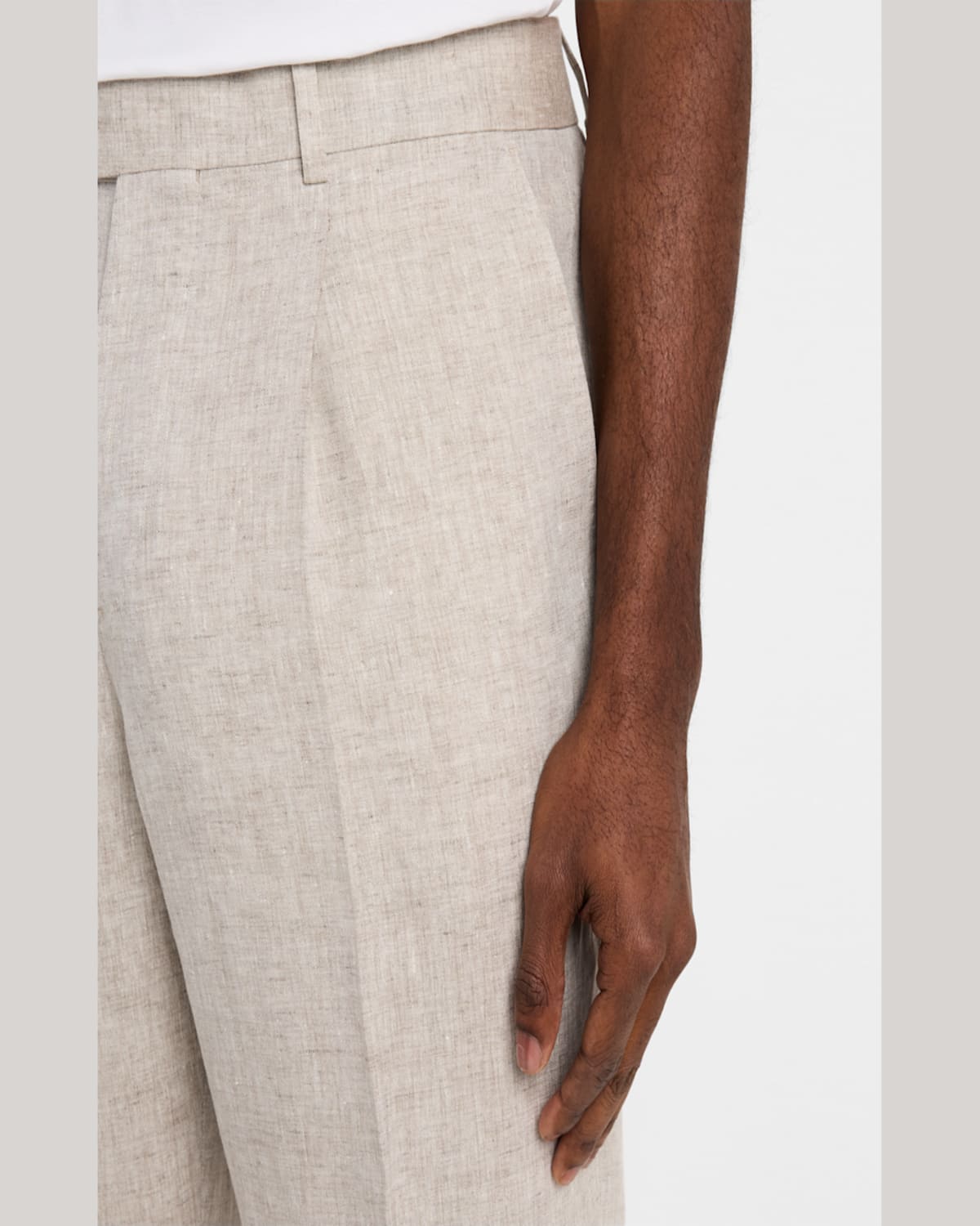 Brunello Cucinelli Men's Linen Single-pleated Pants In Brown