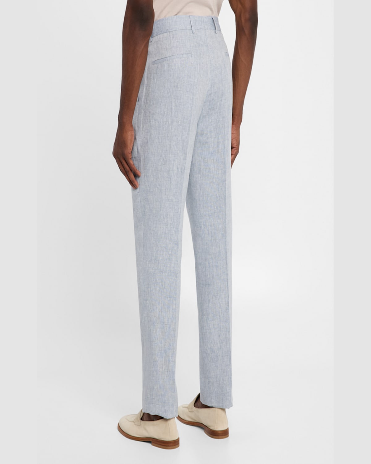 Brunello Cucinelli Men's Linen Single-pleated Pants In Brown