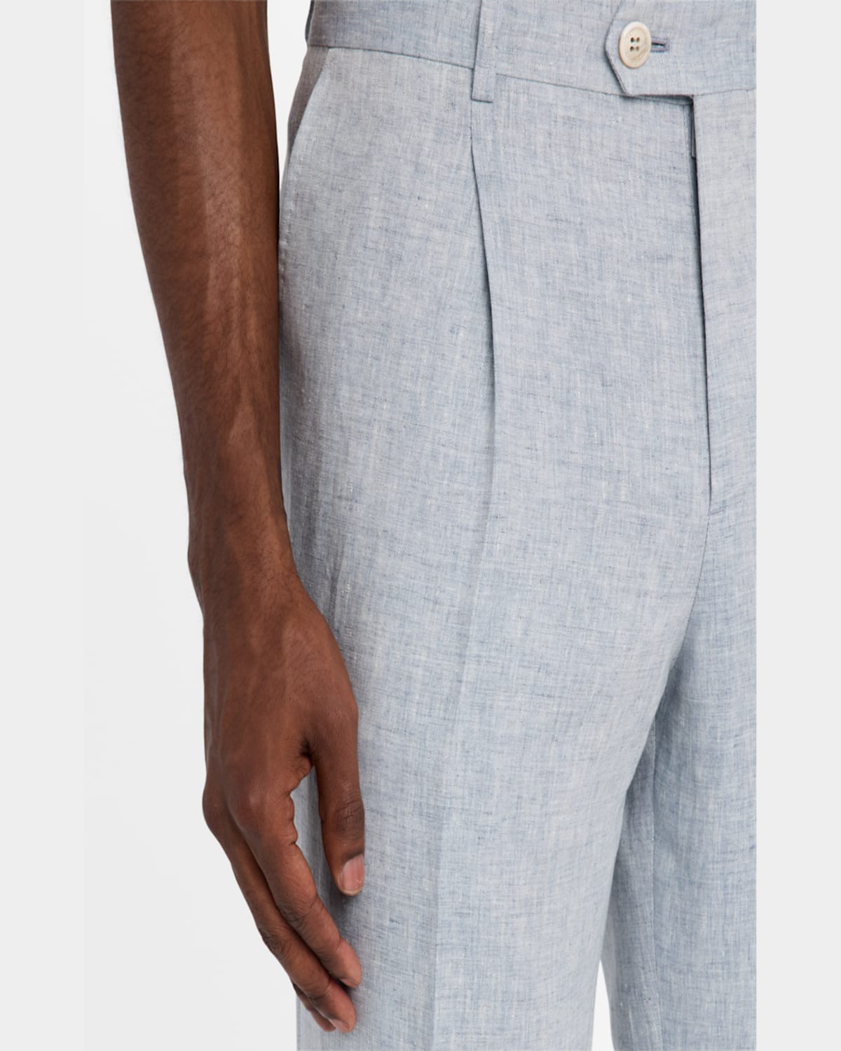 Brunello Cucinelli Men's Linen Single-pleated Pants In Brown