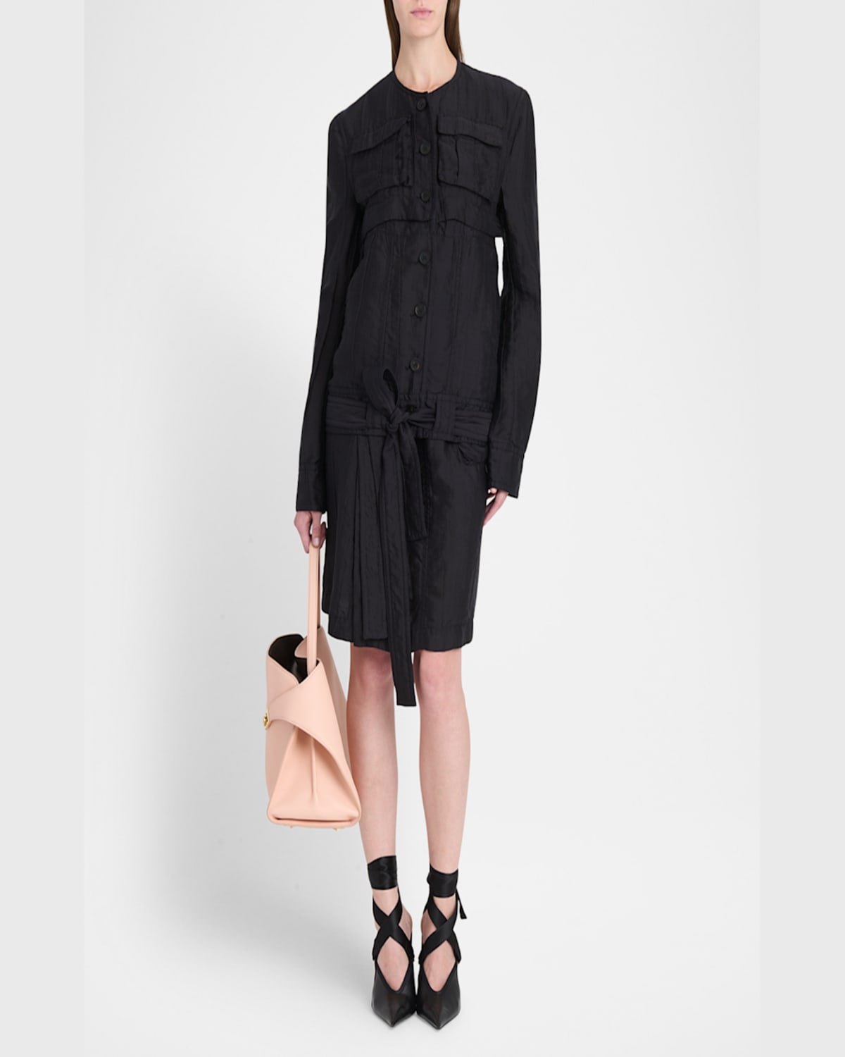 Ferragamo Triple Silk Organdie Transformable Jacket In Nero