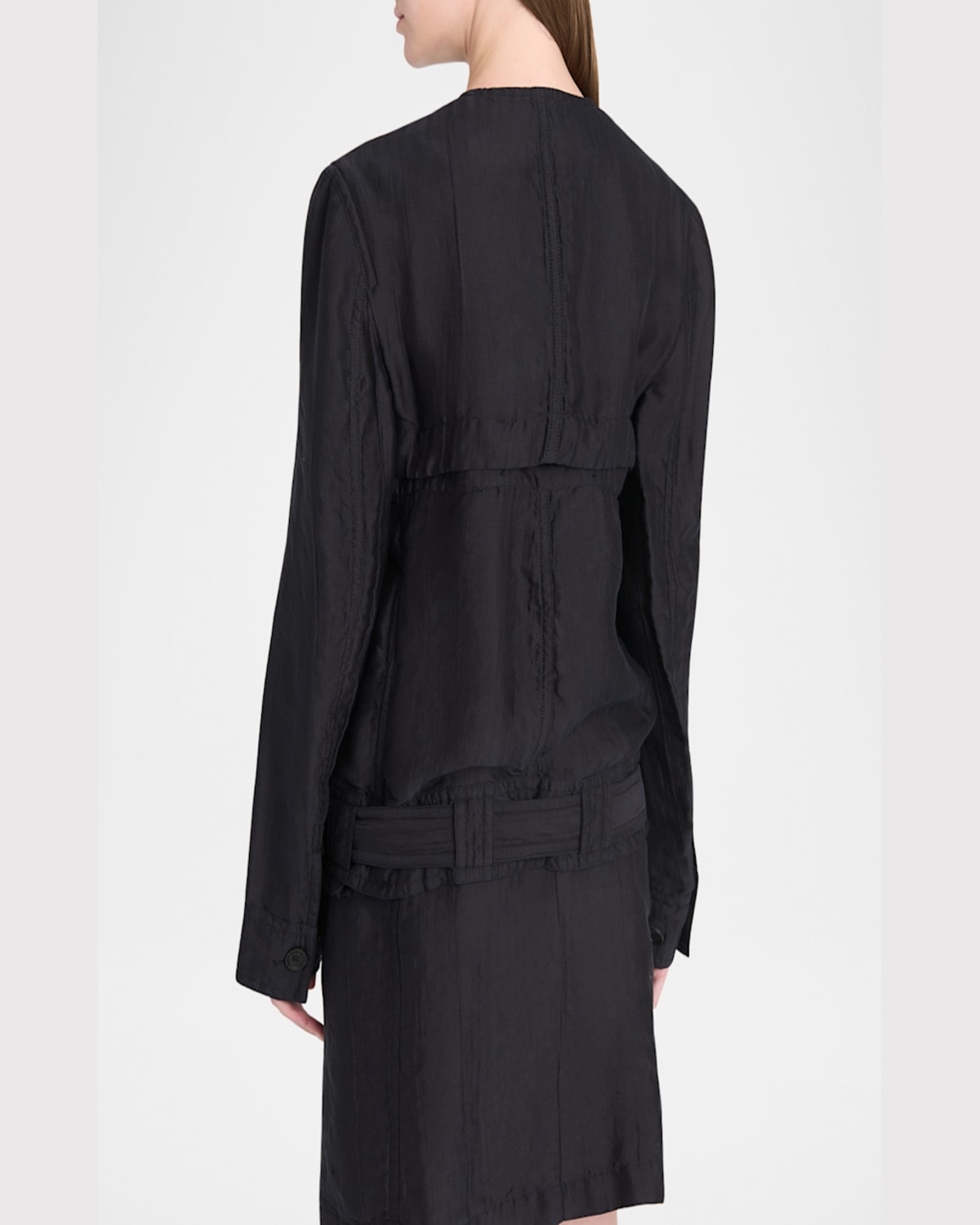 Ferragamo Triple Silk Organdie Transformable Jacket In Nero
