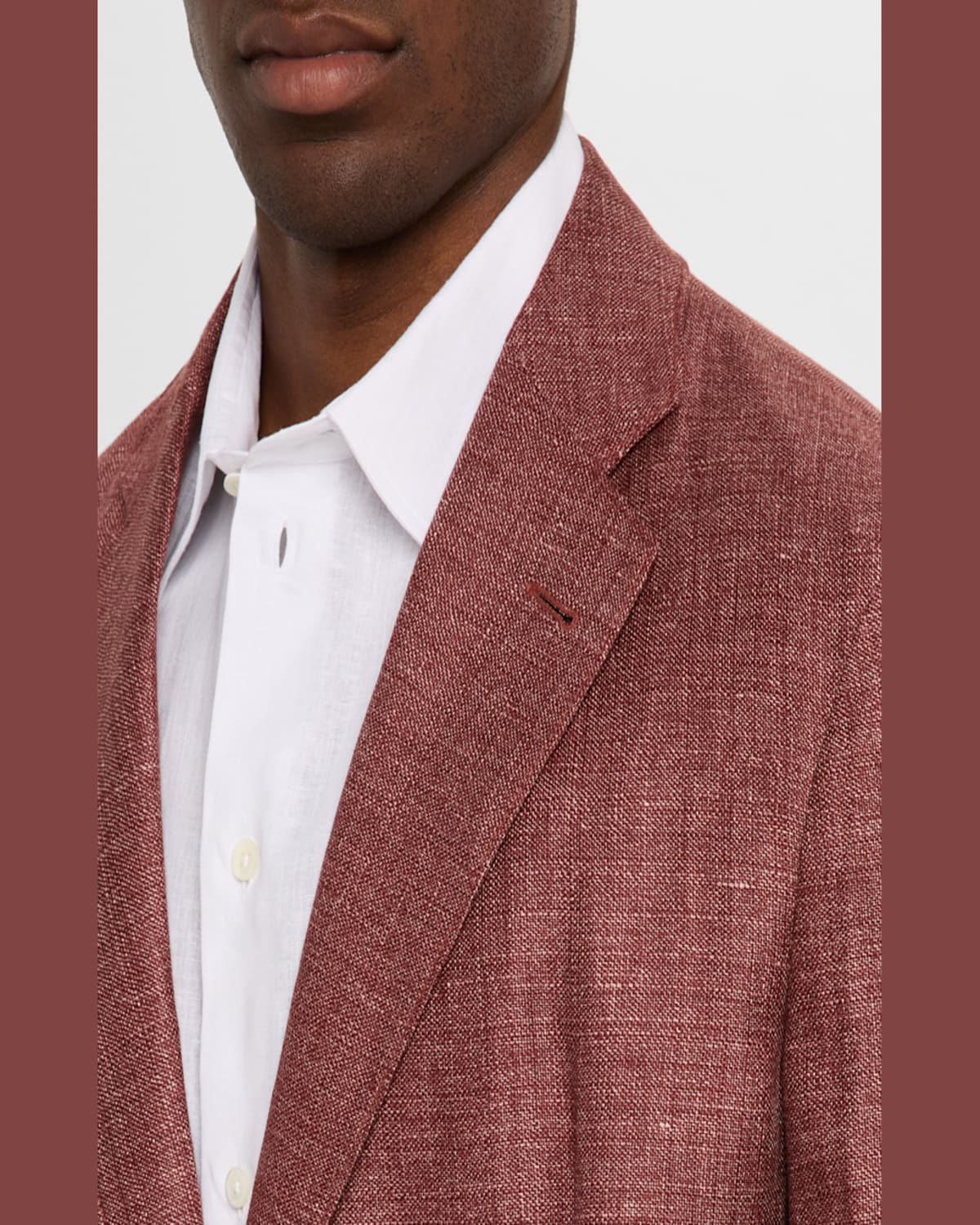 Emporio Armani Men's Linen And Wool Soft Single-breasted Sport Coat In Red