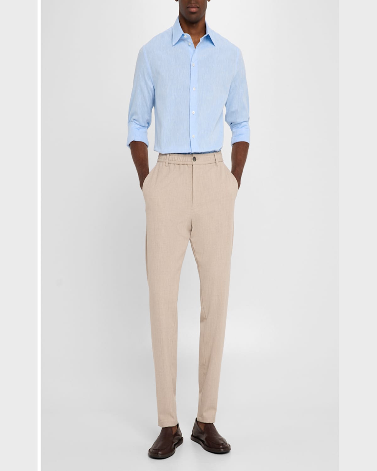 Emporio Armani Men's Stretch Gabardine Flat-front Trousers In Neutral