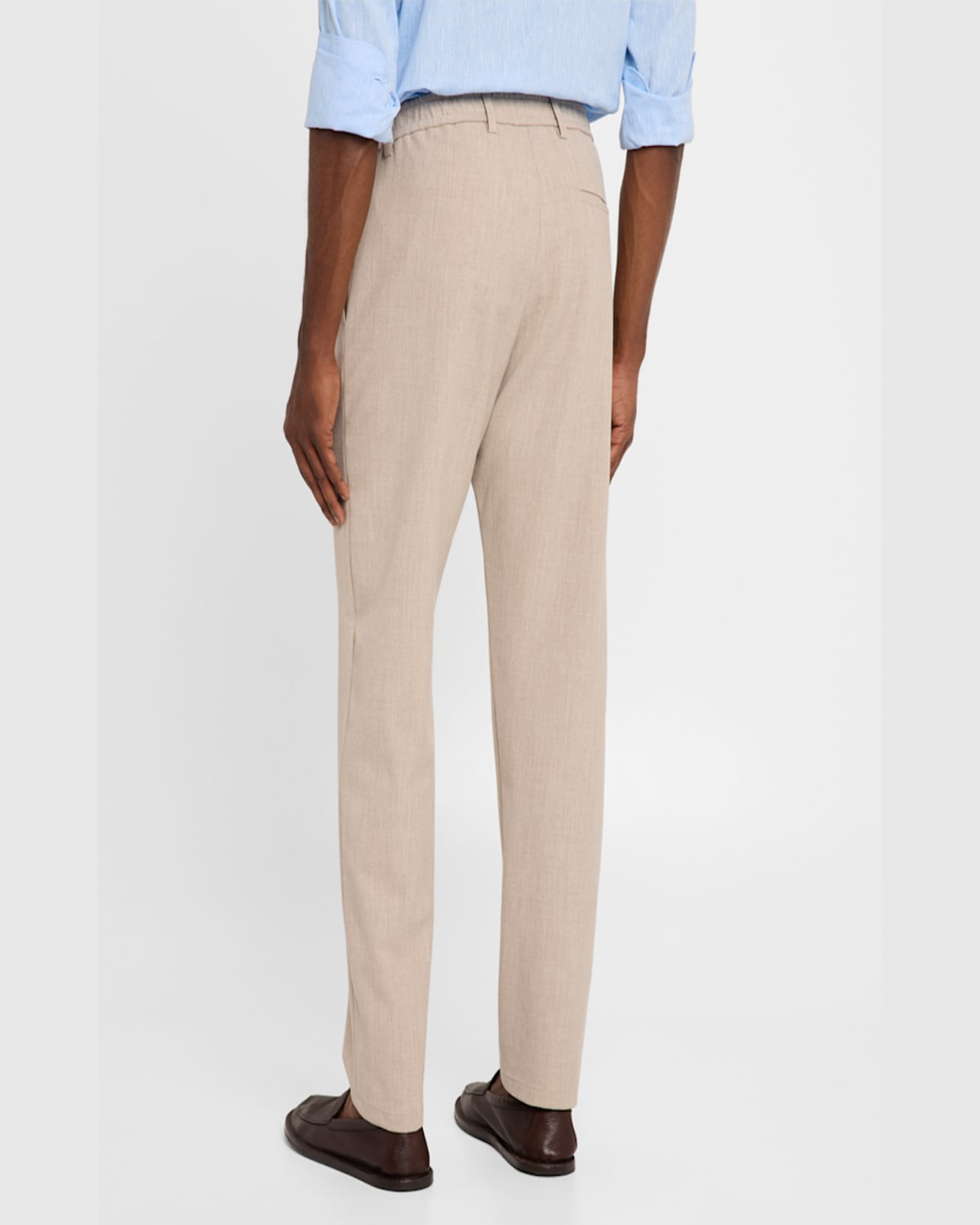 Emporio Armani Men's Stretch Gabardine Flat-front Trousers In Neutral