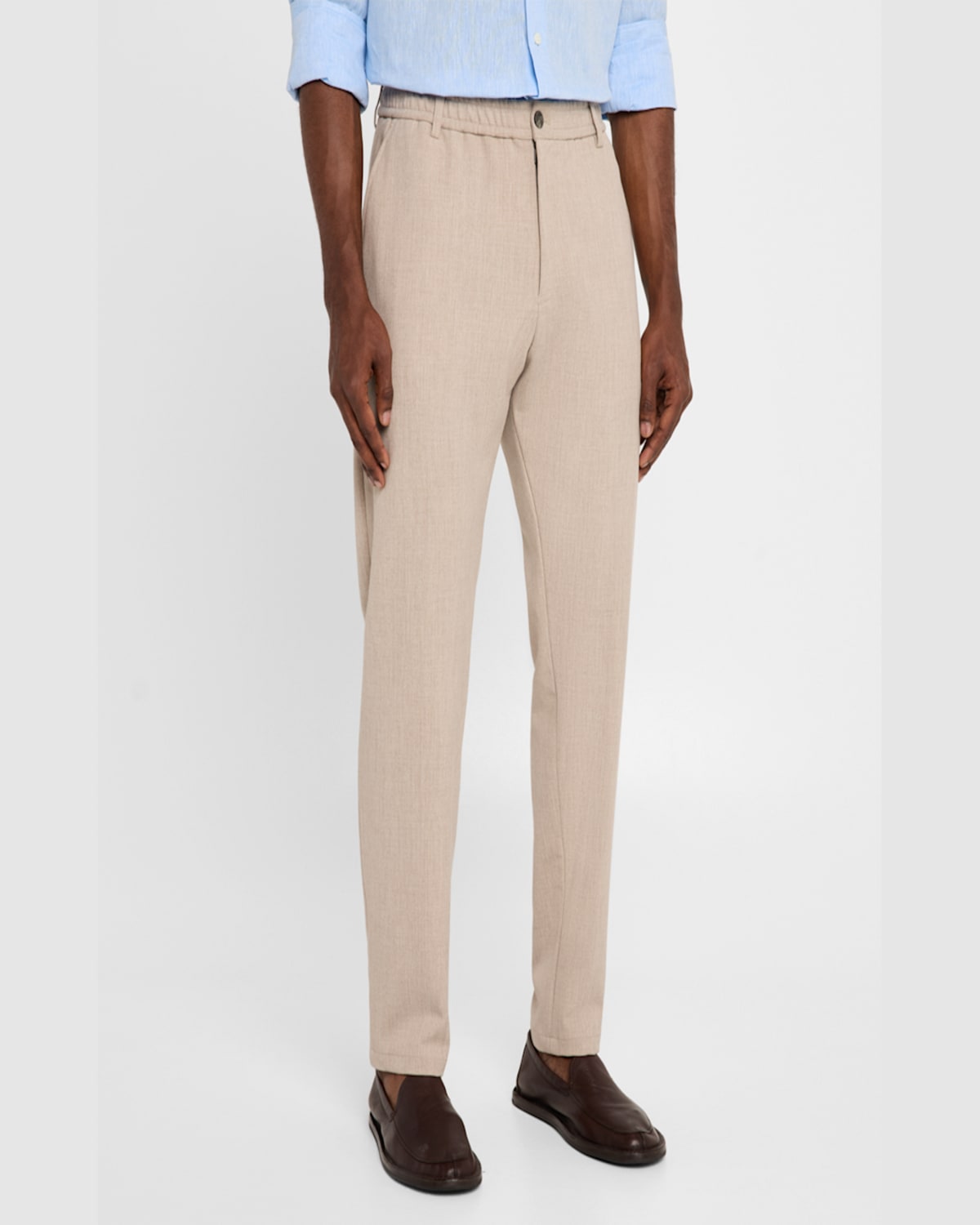 Emporio Armani Men's Stretch Gabardine Flat-front Trousers In Neutral