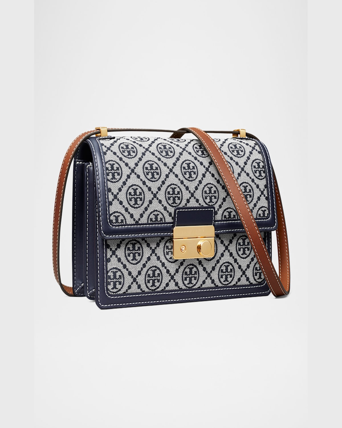 TORY BURCH T MONOGRAM FLAP CANVAS SHOULDER BAG 