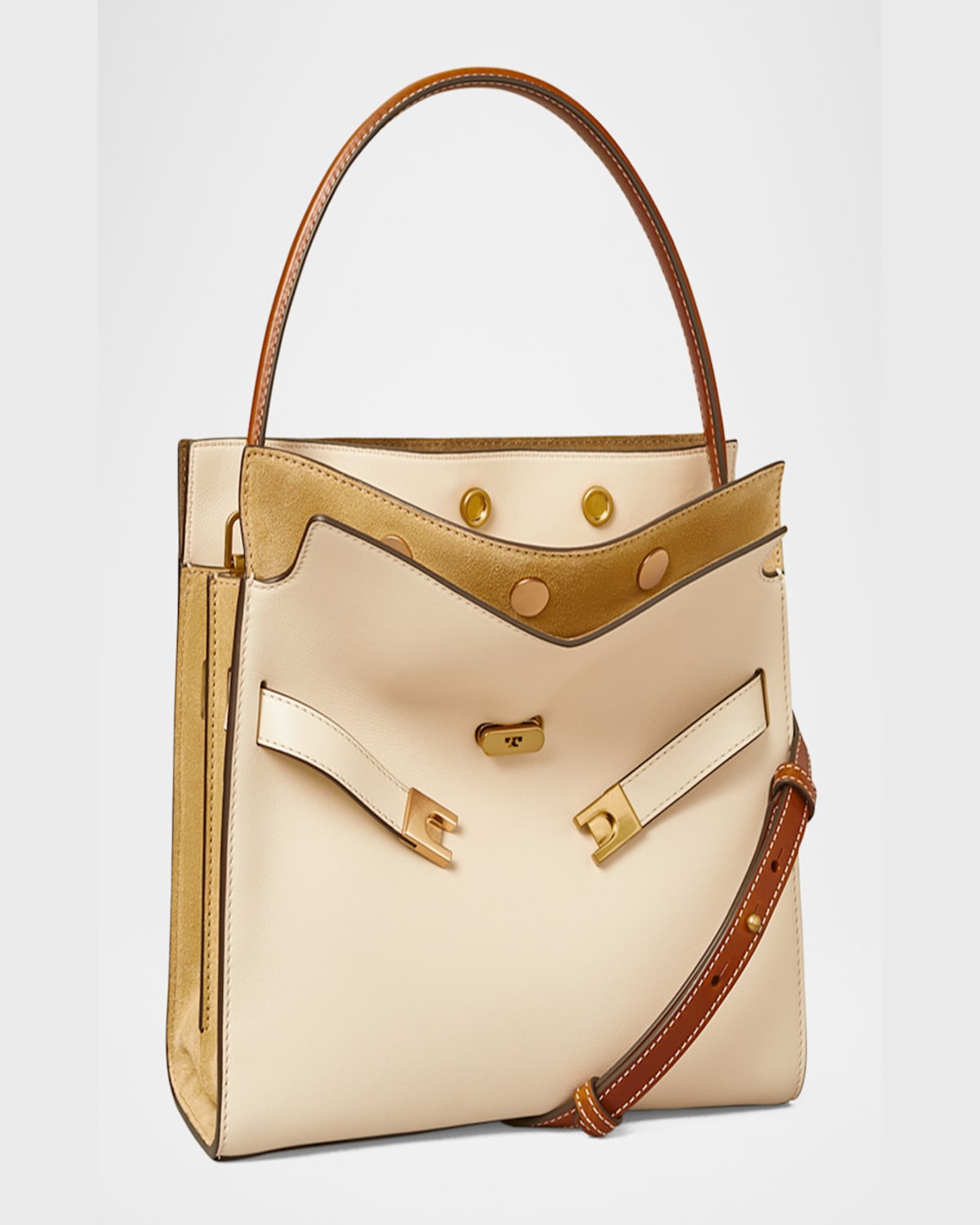 Tory Burch Lee Radziwill Petite Double Top-handle Bag In New Cream