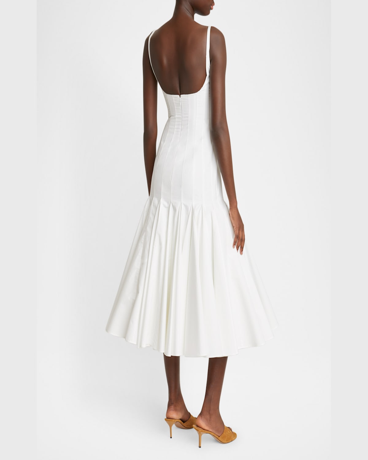 Jacquemus La Robe Agave White Sleeveless Long Dress With Square Neck And Flared Hem In Cotton Blend Woman In White