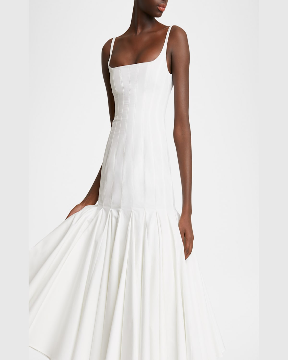 Jacquemus La Robe Agave White Sleeveless Long Dress With Square Neck And Flared Hem In Cotton Blend Woman In White