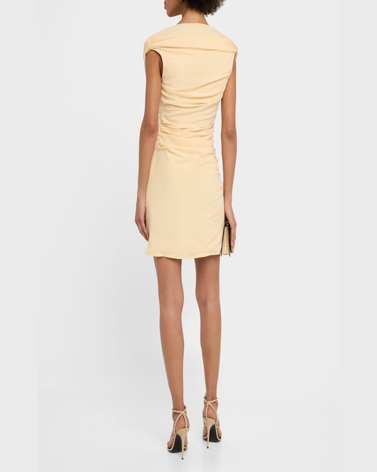 Jacquemus La Rita Draped Off-the-shoulder Mini Dress In Light Beige