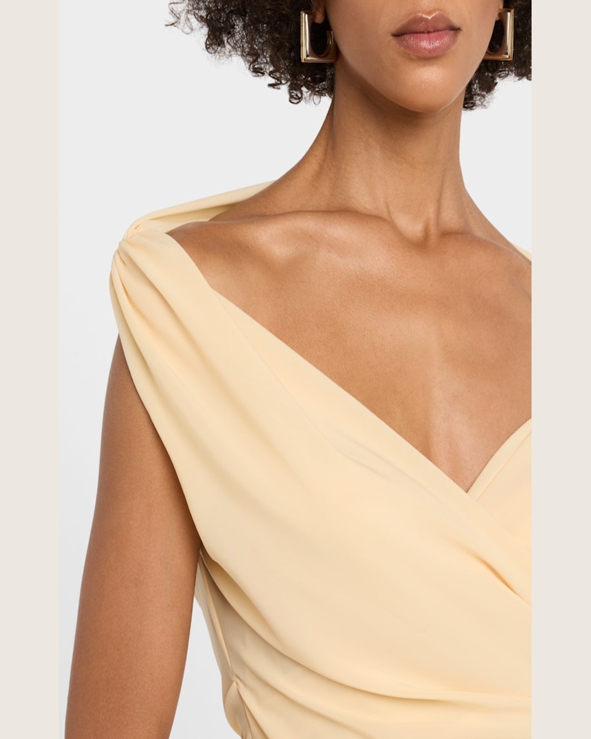 Jacquemus La Rita Draped Off-the-shoulder Mini Dress In Light Beige