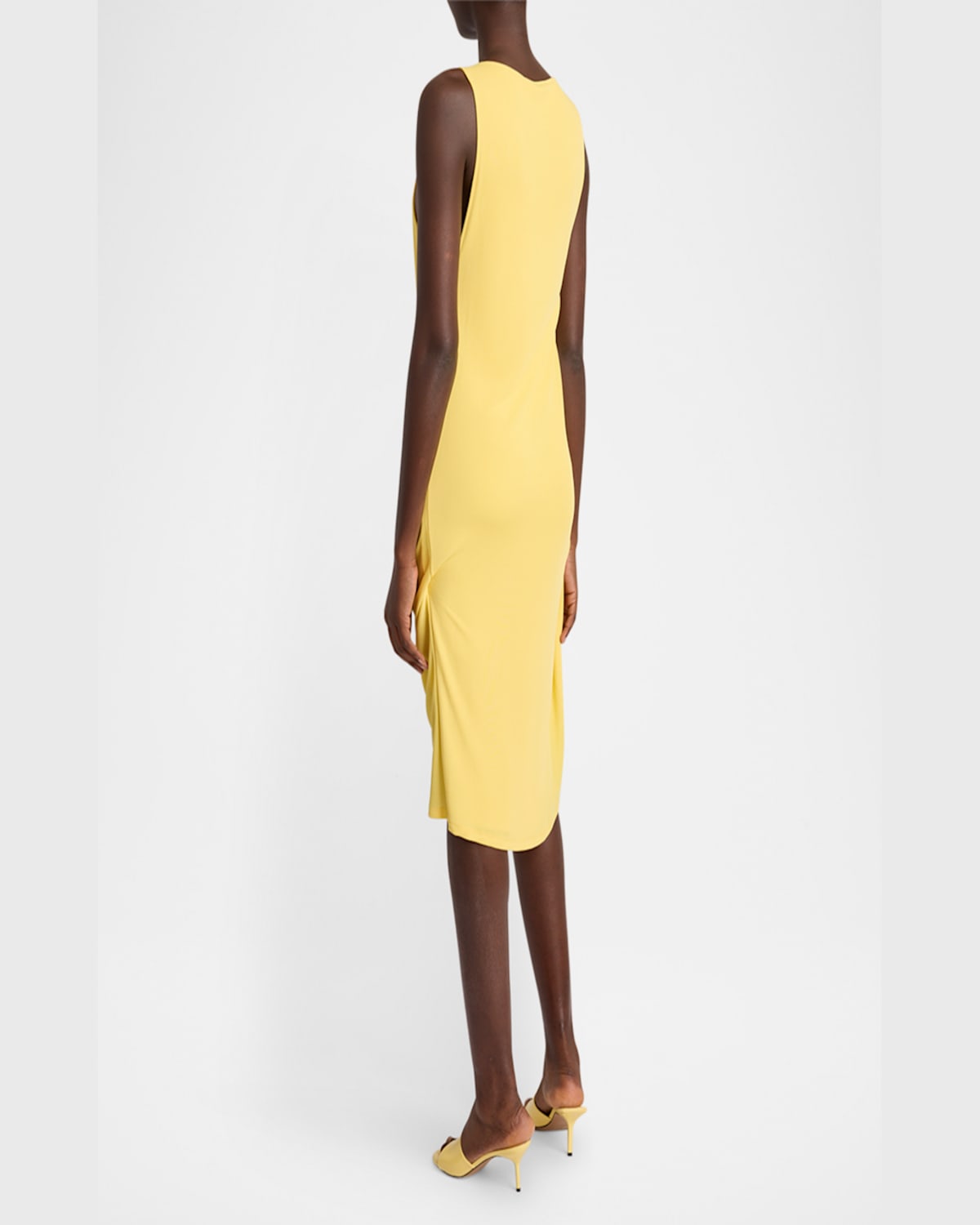 Jacquemus Peplo Sleeveless Draped High-low Dress In Yellow