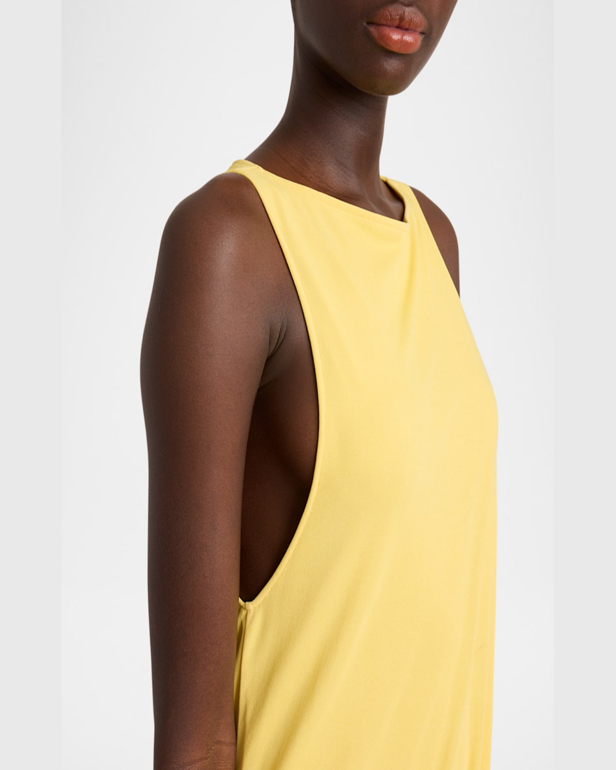 Jacquemus Peplo Sleeveless Draped High-low Dress In Yellow