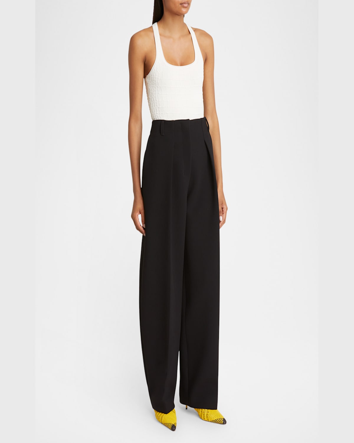 Shop Jacquemus Ovalo Pleated Wide-leg Pants In Black