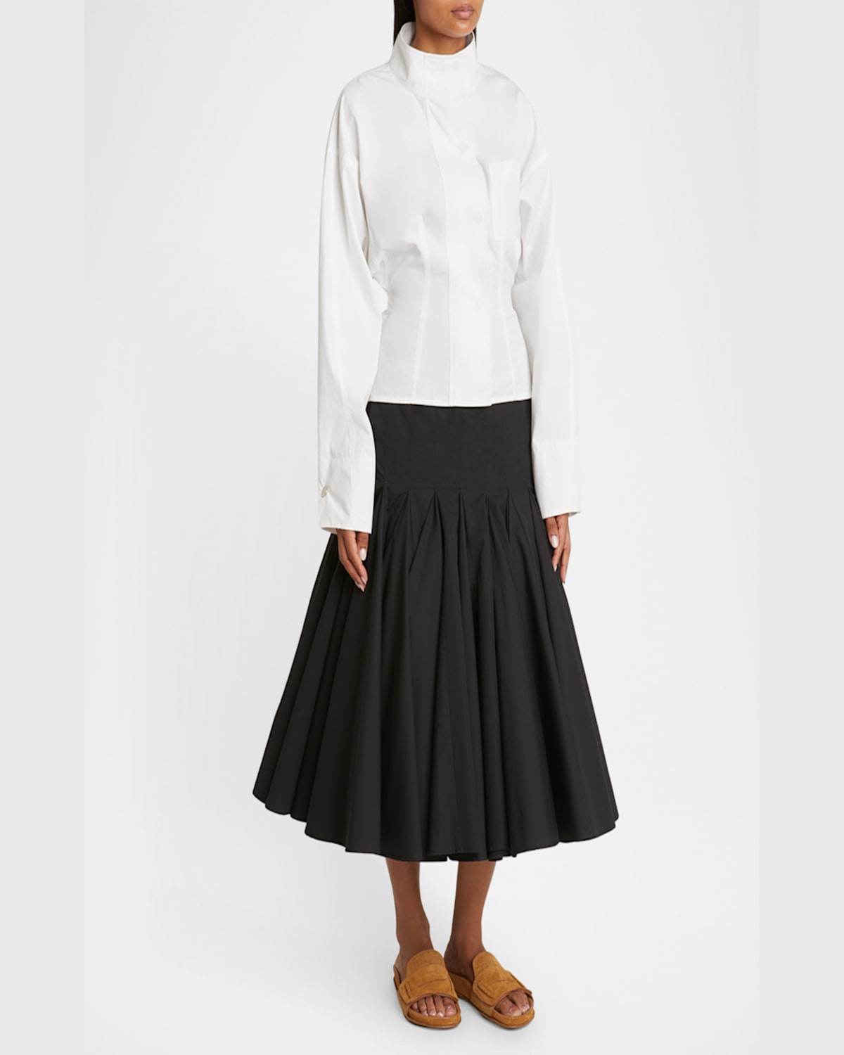 Jacquemus Bandeau Long Skirt With Flowing Flounces In Black