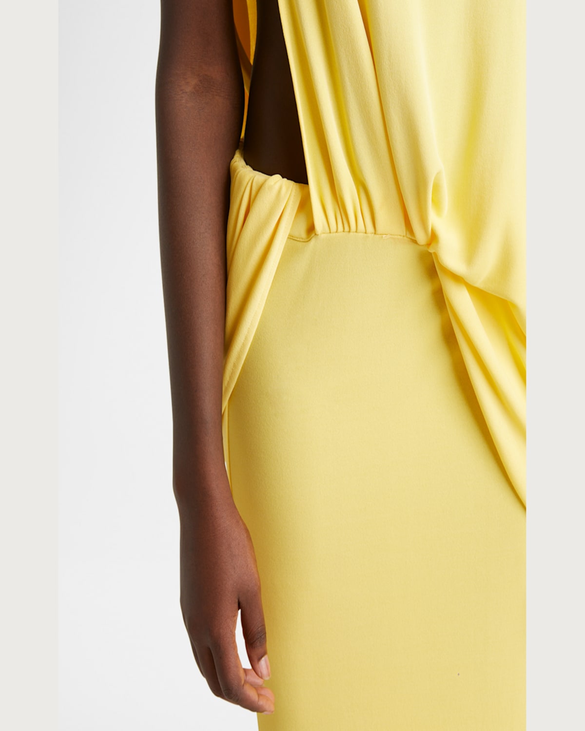 Jacquemus Draped Maxi Dress With Side Slit In Yellow