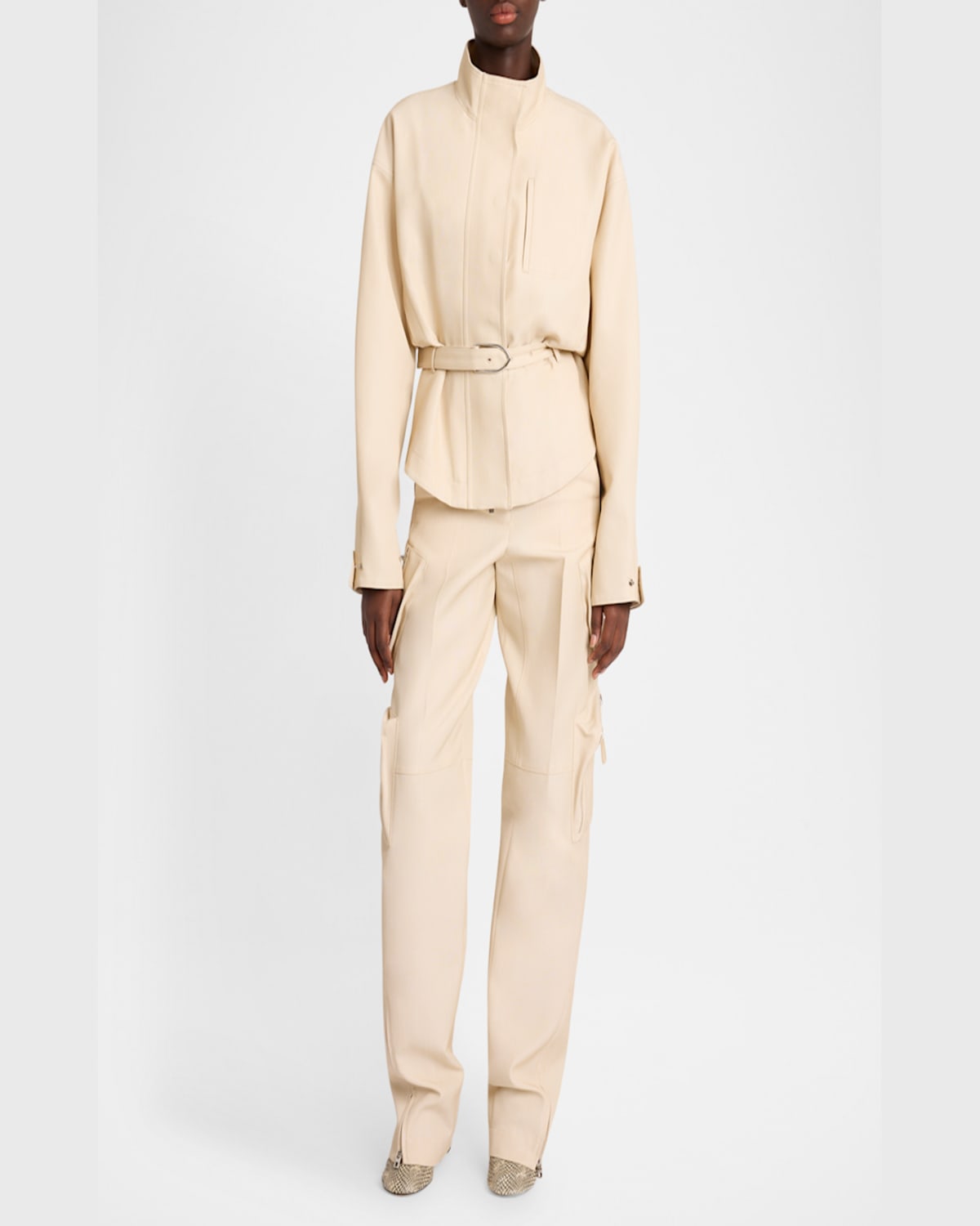Jacquemus Ciro Belted Wool-blend Jacket In Light Beige