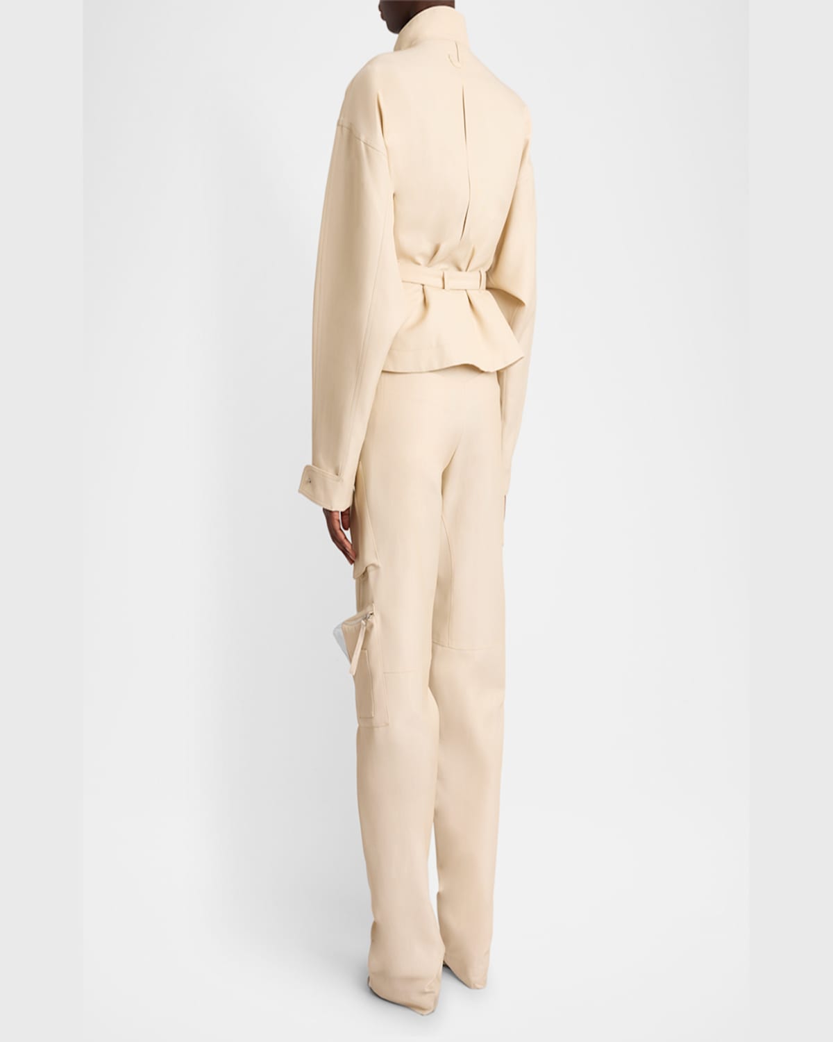 Jacquemus Ciro Belted Wool-blend Jacket In Light Beige