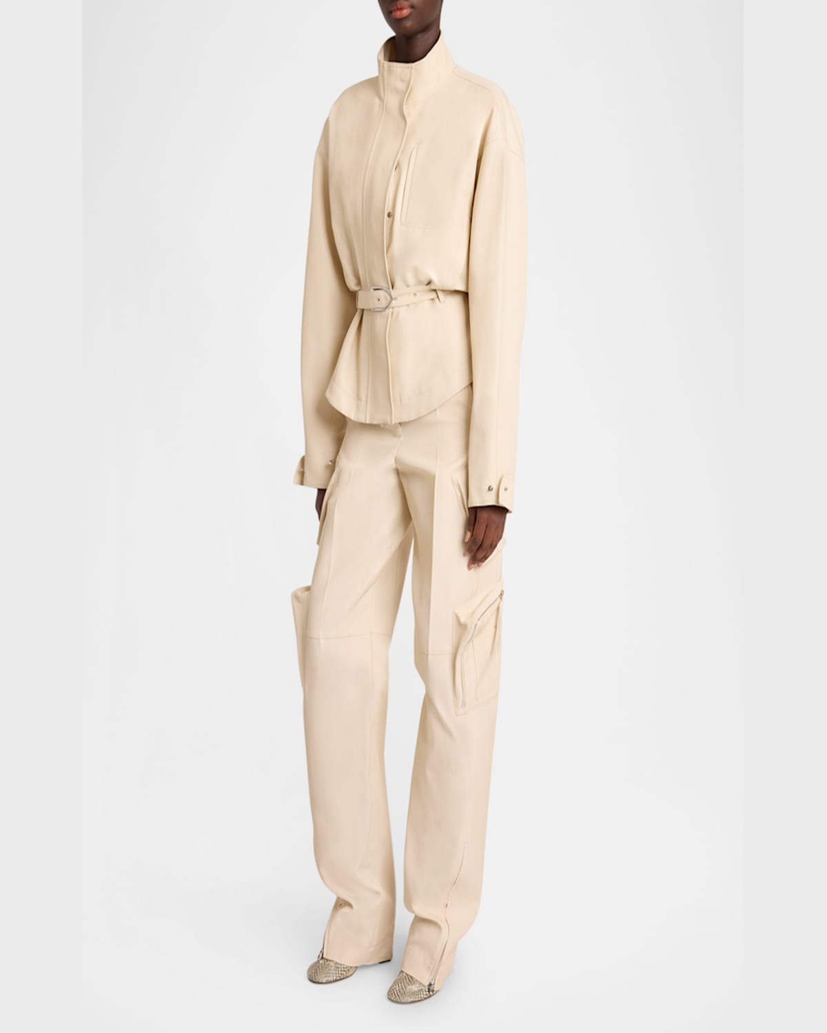Jacquemus Ciro Belted Wool-blend Jacket In Light Beige