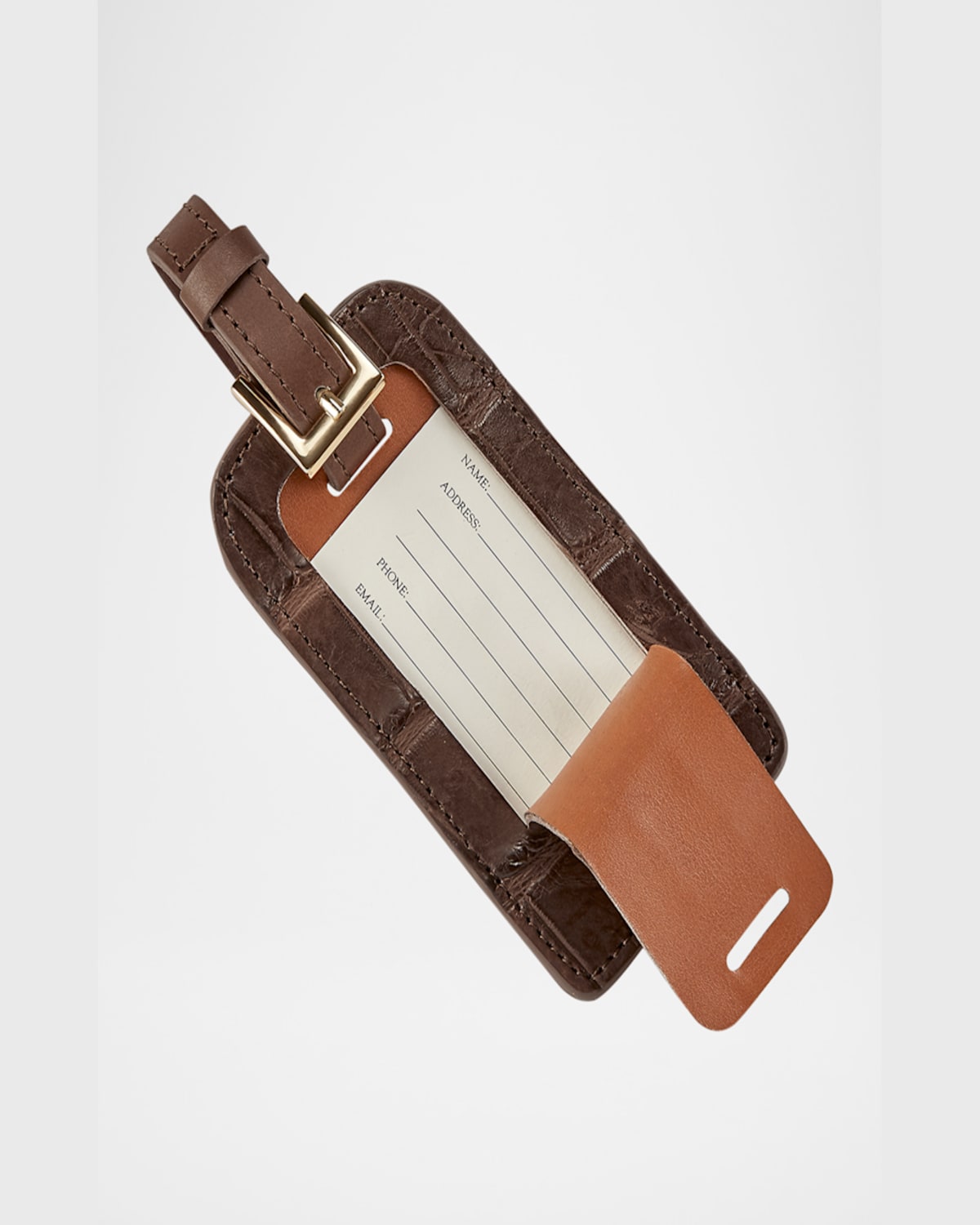 Graphic Image Men's Genuine Alligator Luggage Tag In Brown