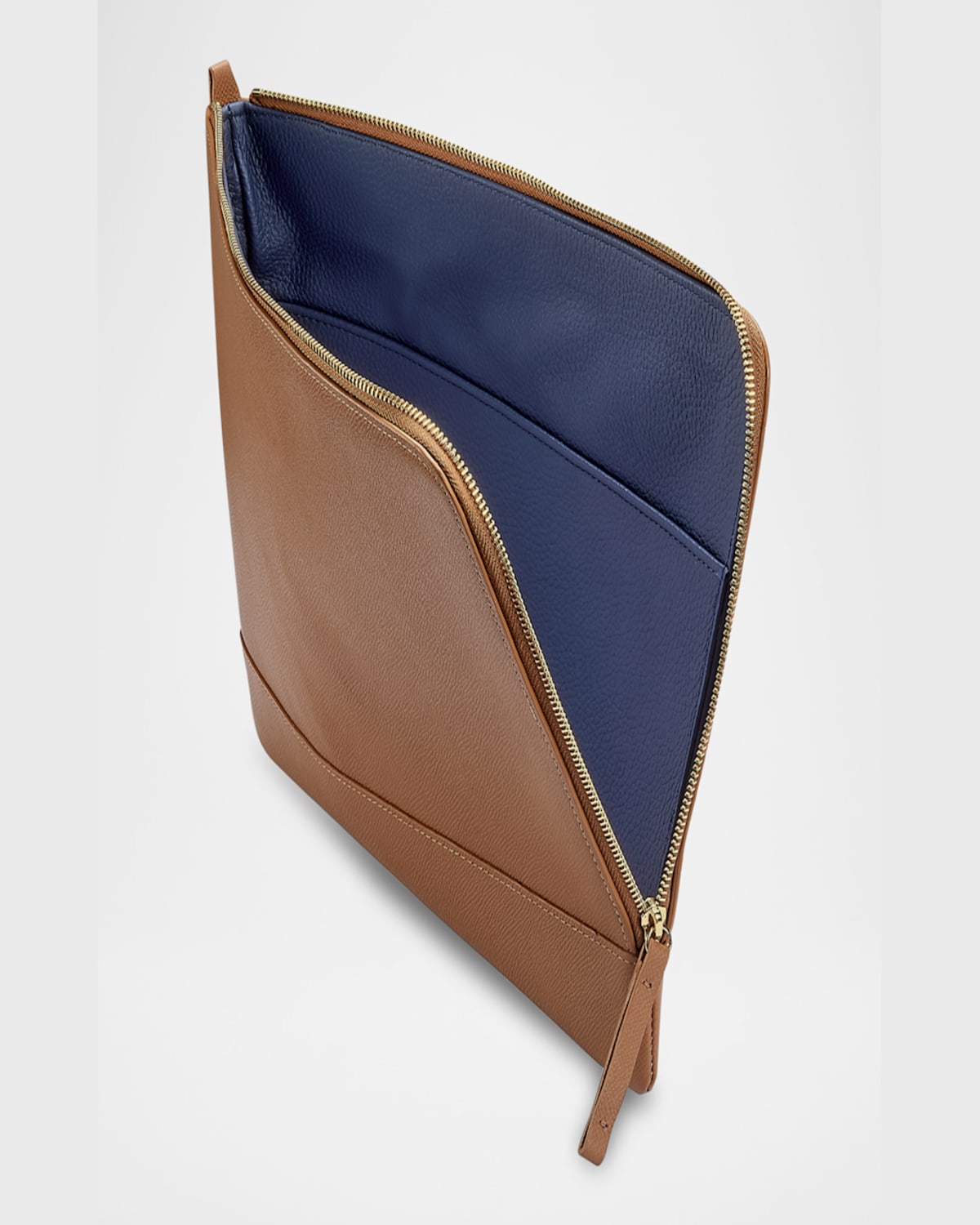 Graphic Image Men's Zip-around Leather Portfolio Case In Tan