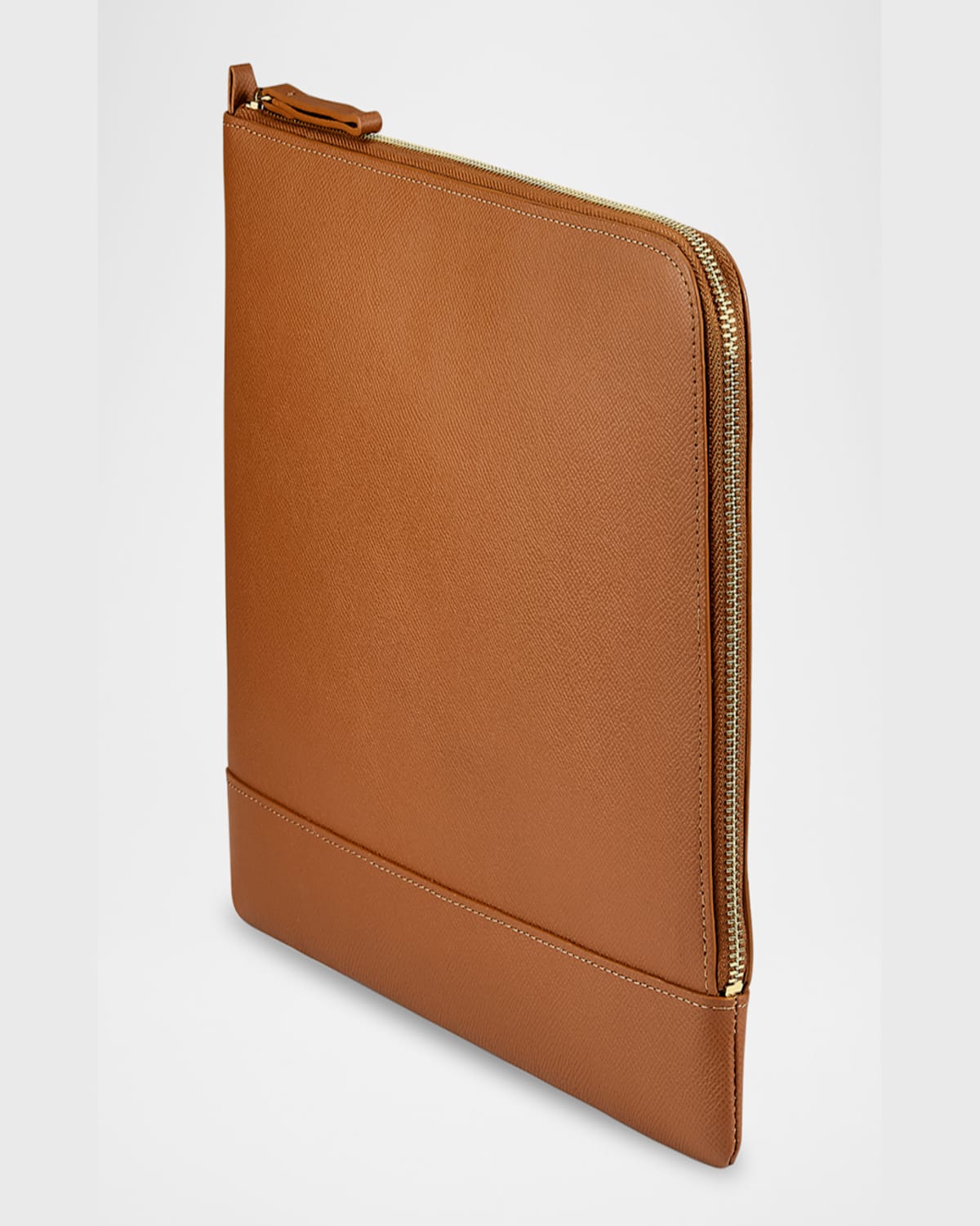 Graphic Image Men's Zip-around Leather Portfolio Case In Tan